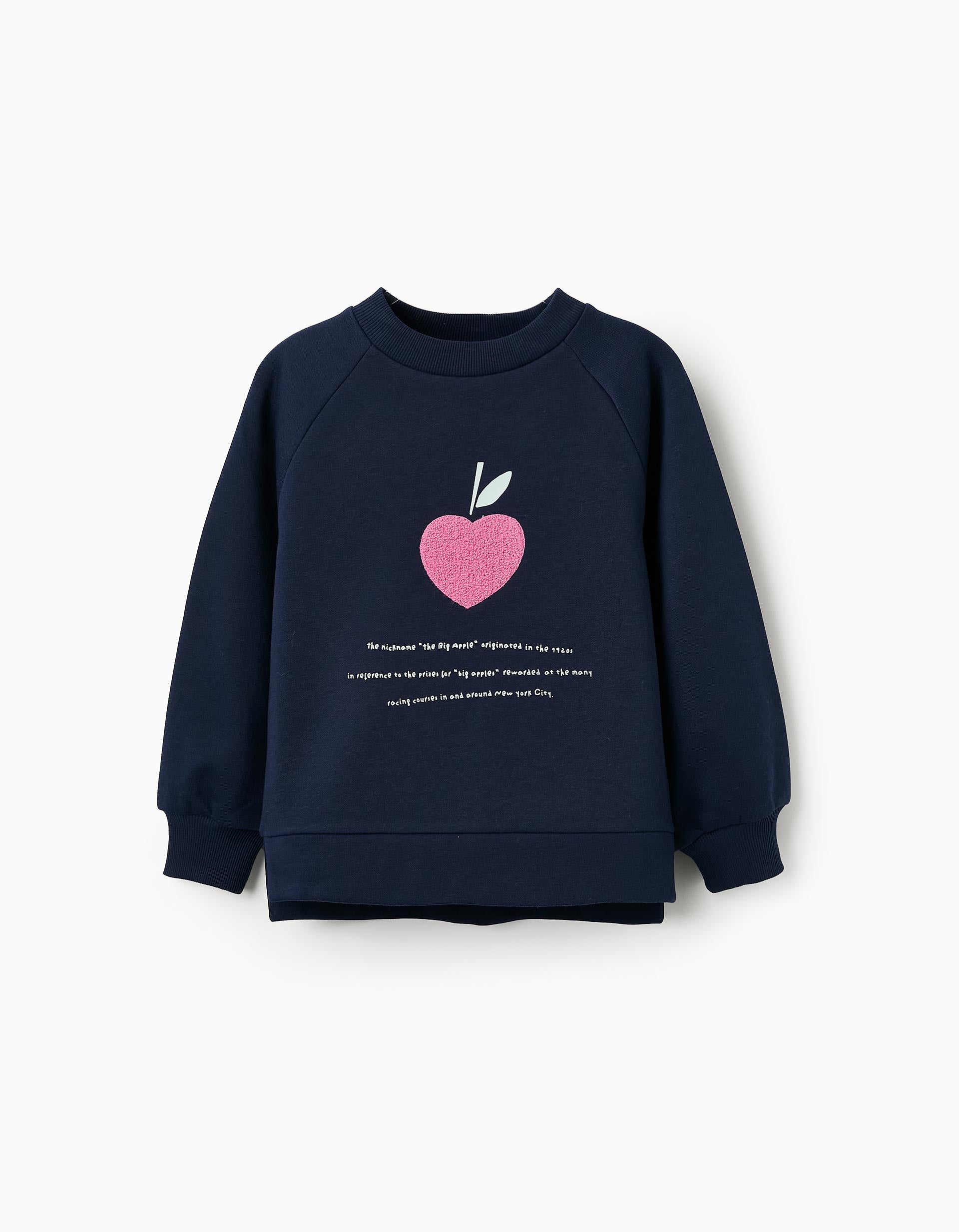 Sweat Cardada para Menina 'Big Apple', Azul Escuro