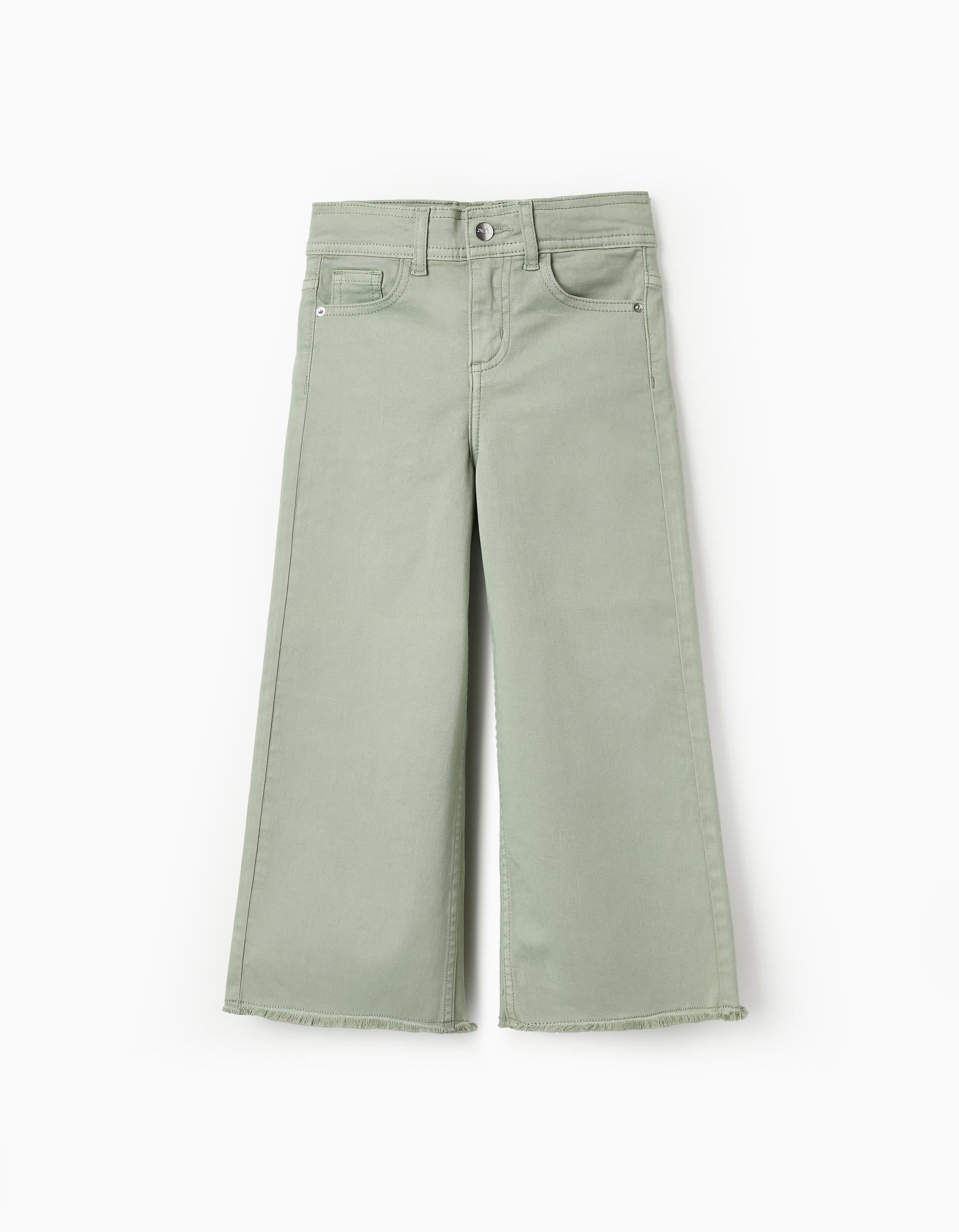 Pantalon en Sergé pour Fille 'Wide Leg', Vert d'eau