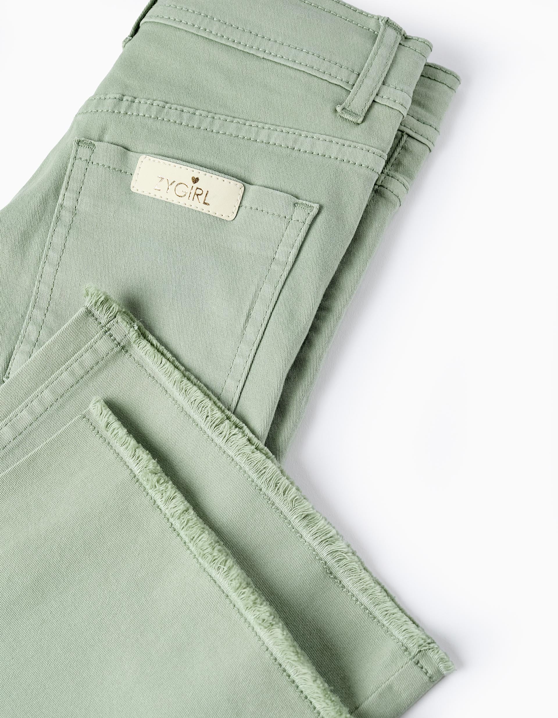 Twill Trousers for Girls 'Wide Leg', Aqua Green