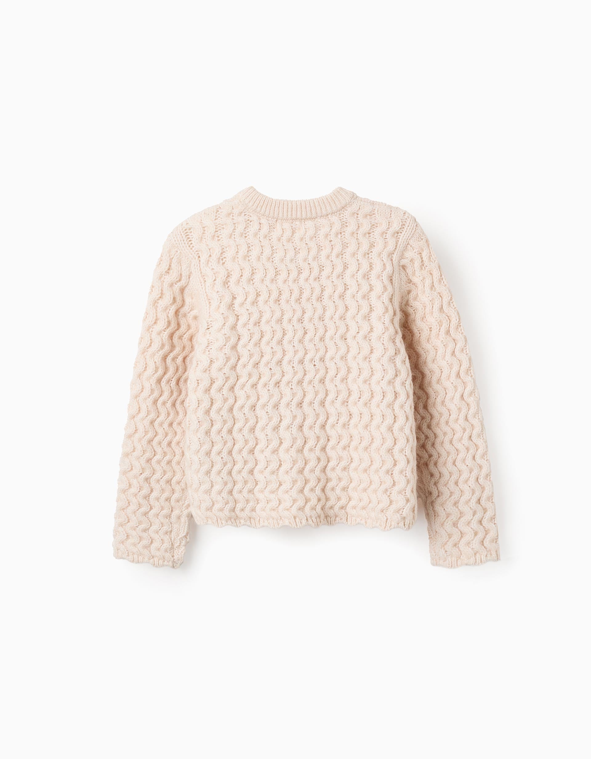 Short Knit Jumper for Girls, Beige