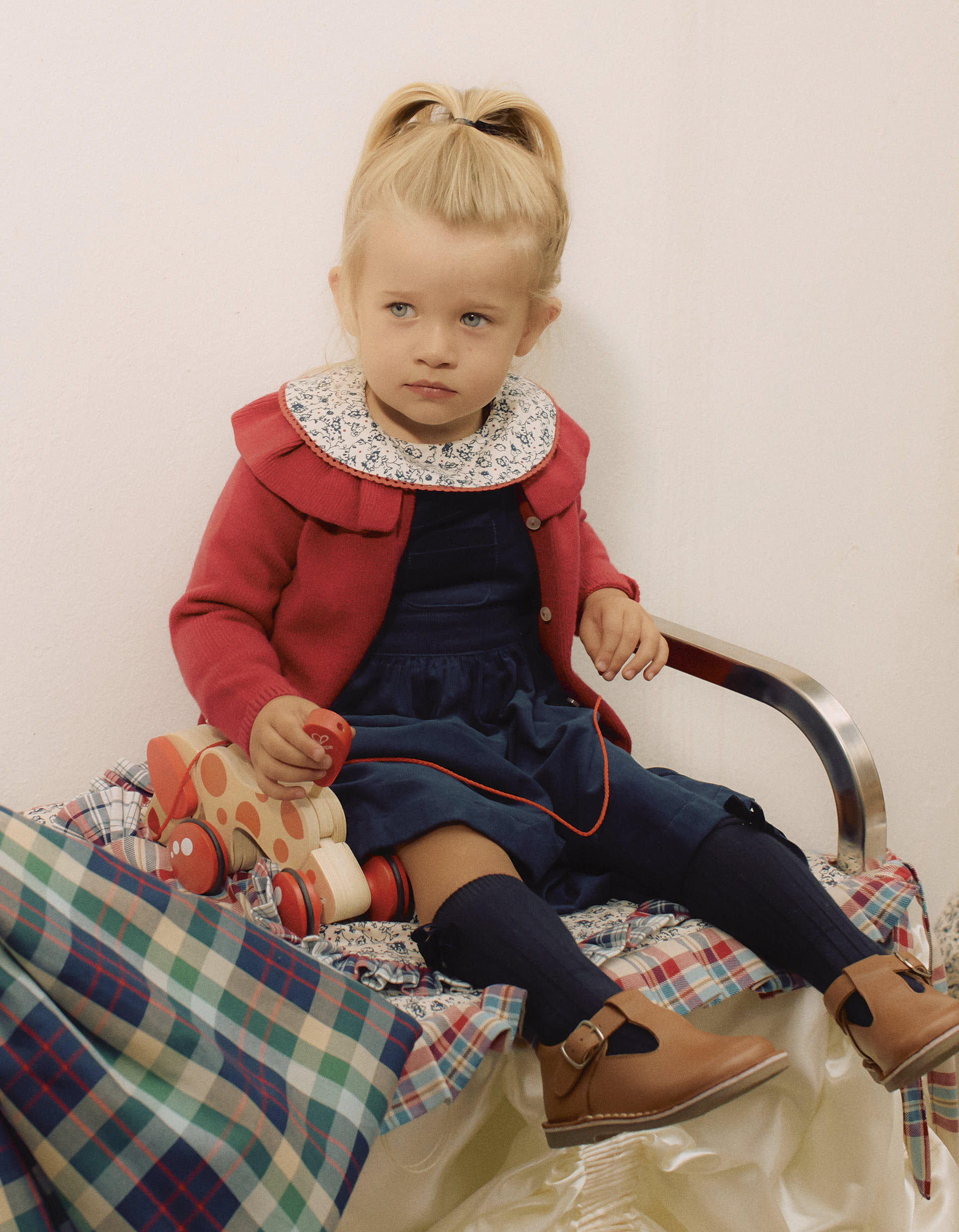 Falda de Peto de Pana para Bebé Niña, Azul Oscuro