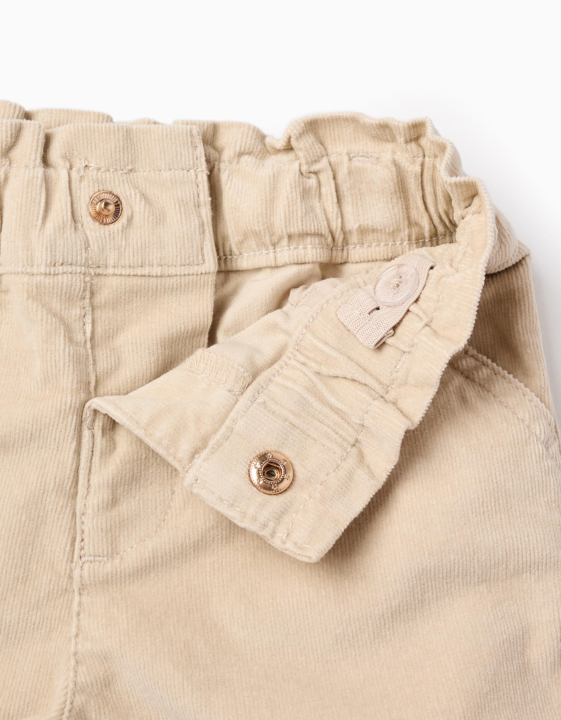 Short en Velours Côtelé pour Bébé Fille 'Paperbag', Beige