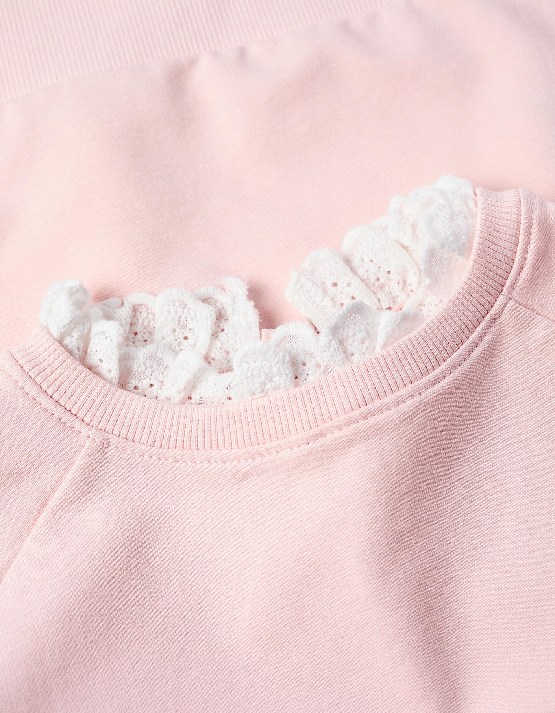 Sweat com Bordado Inglês para Menina, Rosa