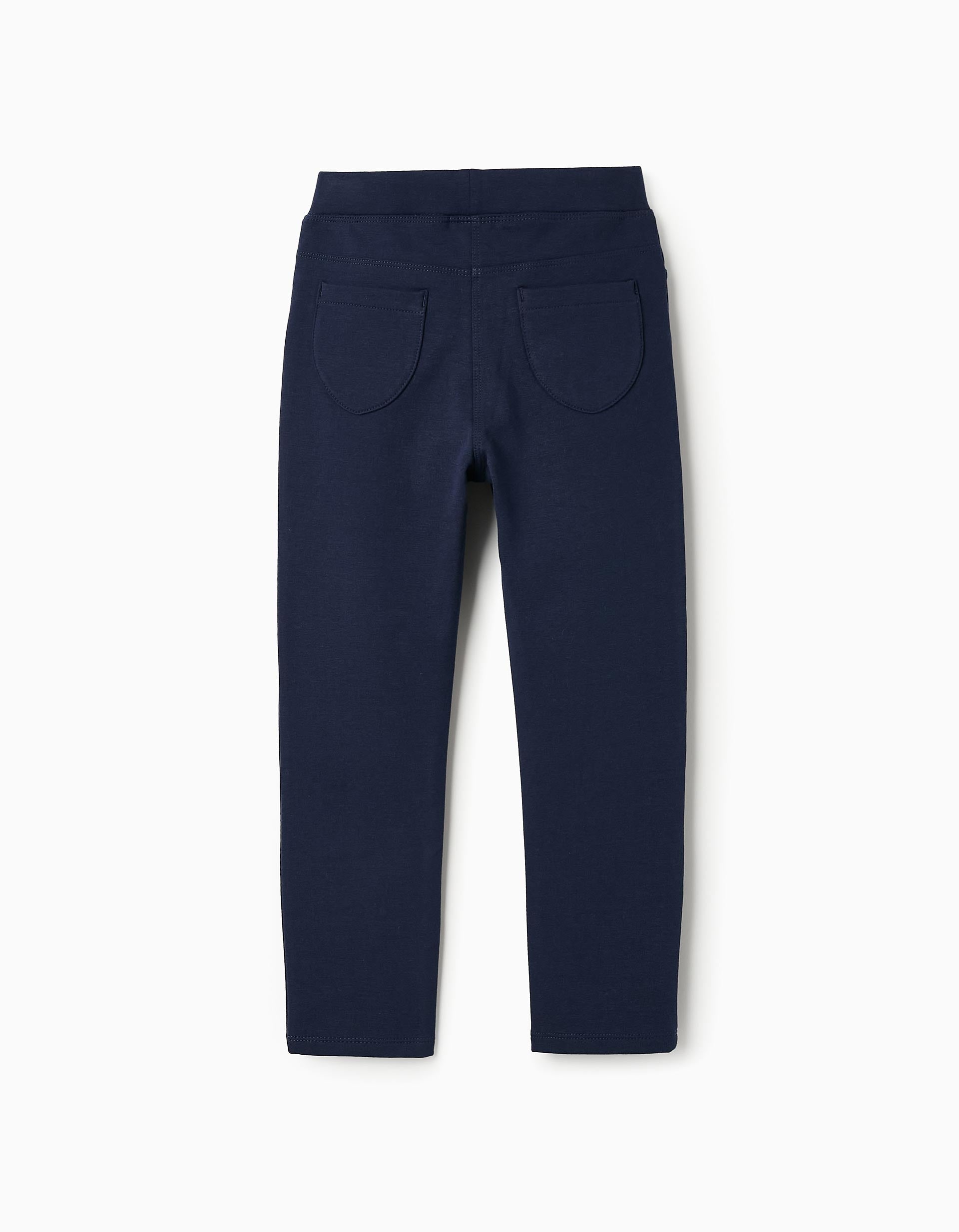 Brushed Jeggings with Pockets for Girls, Dark Blue