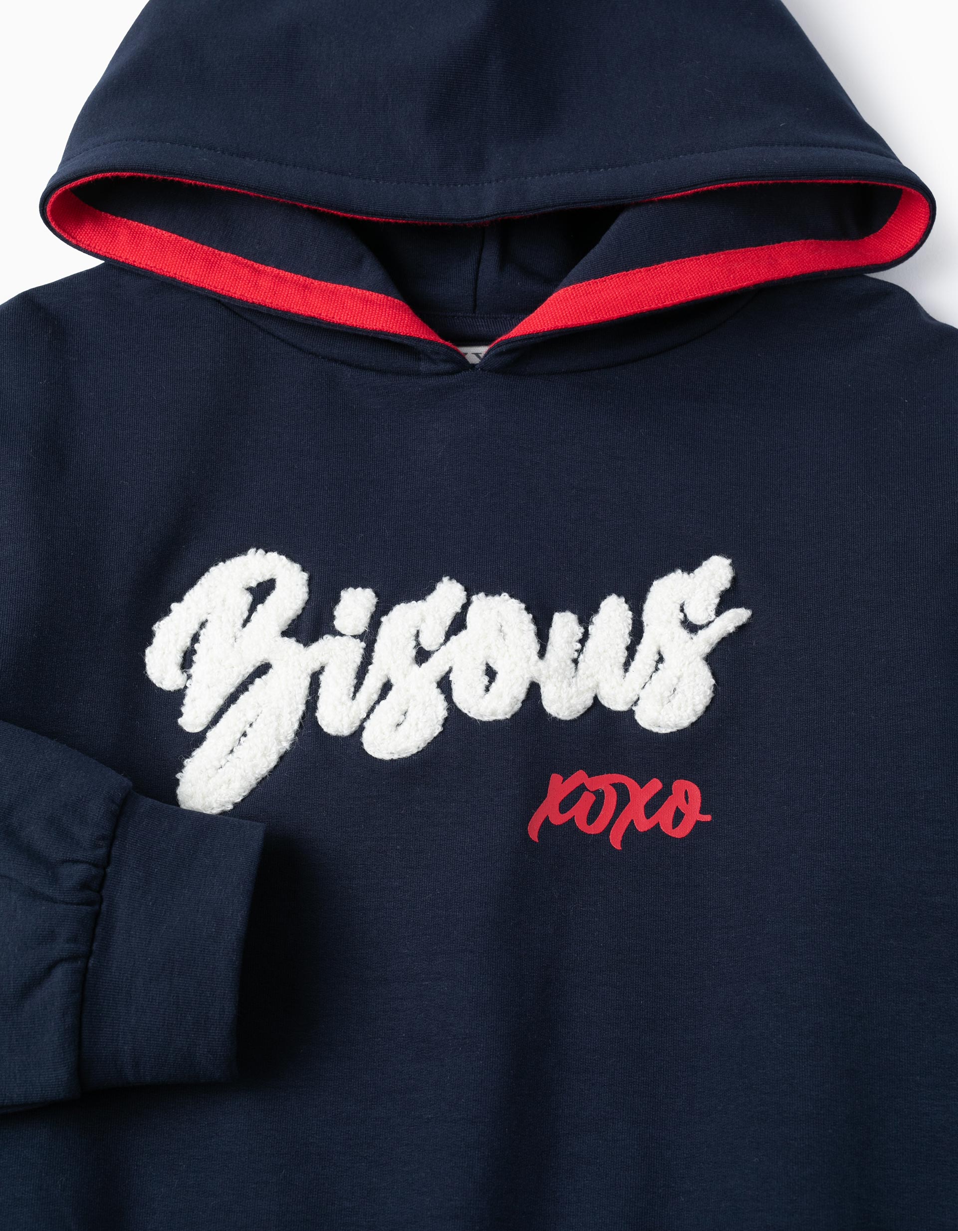 Sweat com Capuz para Menina 'Bisous', Azul Escuro