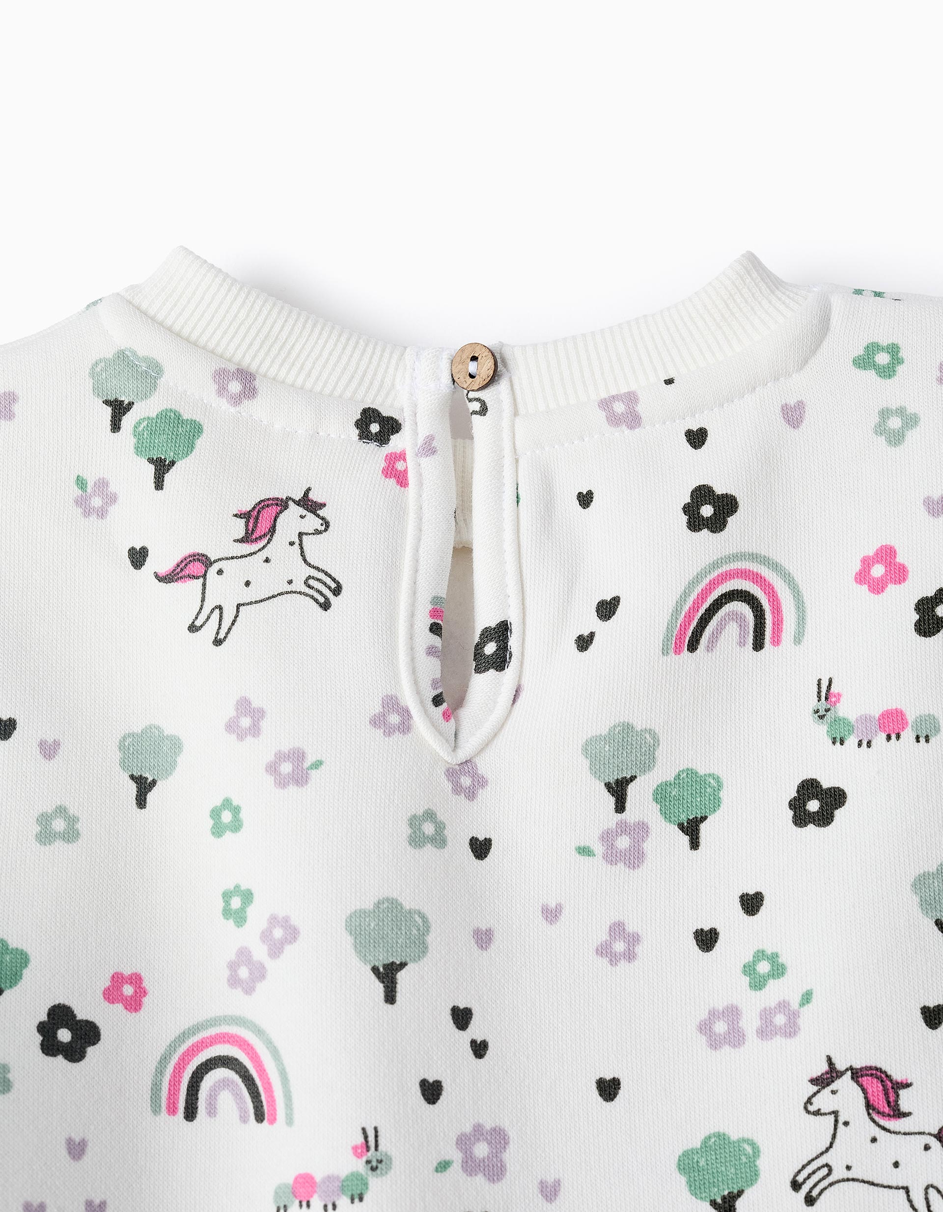 Robe avec Jupe en Tulle pour Bébé Fille 'Licorne', Blanc/Gris