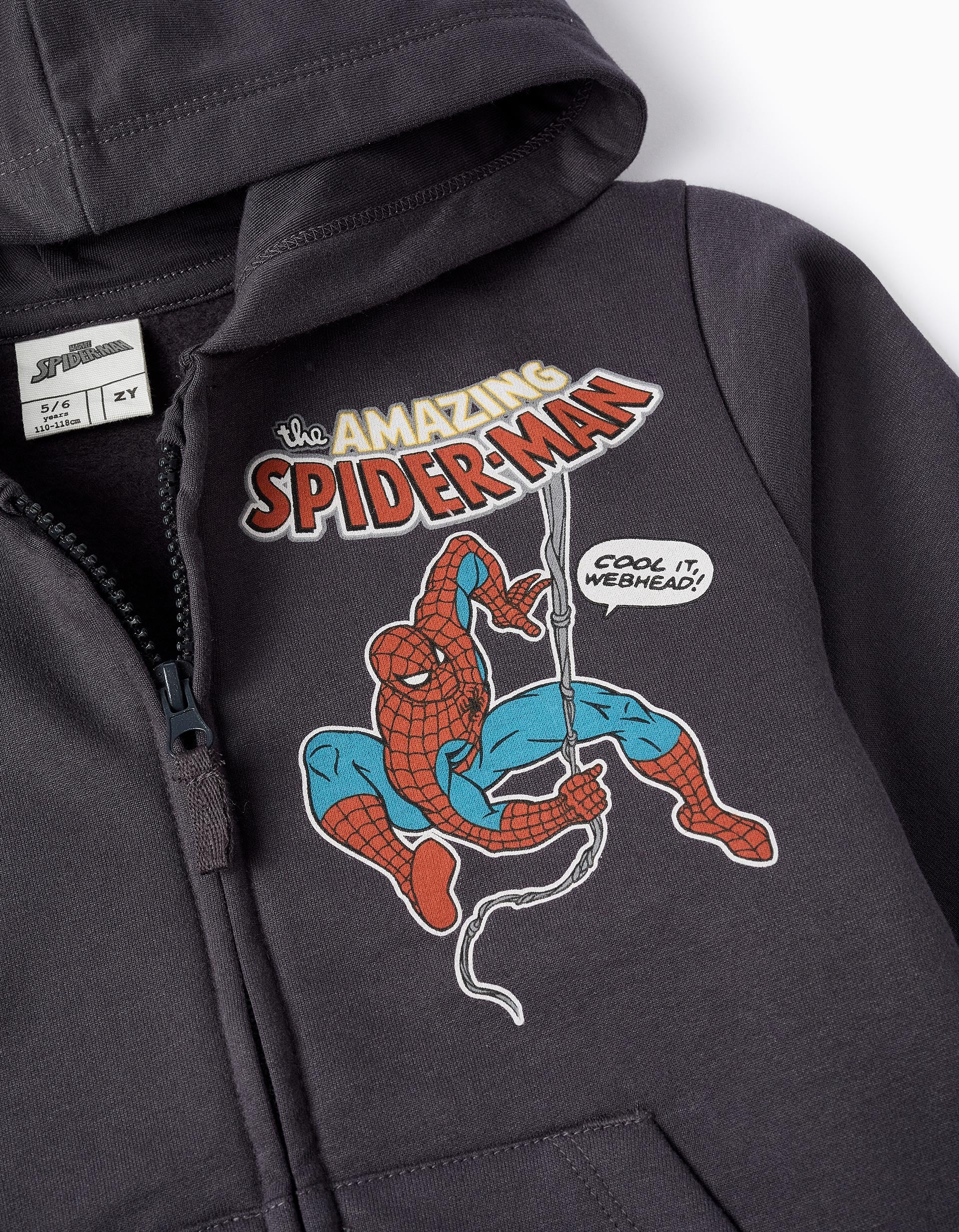 Chaqueta Perchada de Algodón para Niño 'Spider-Man', Gris Oscuro