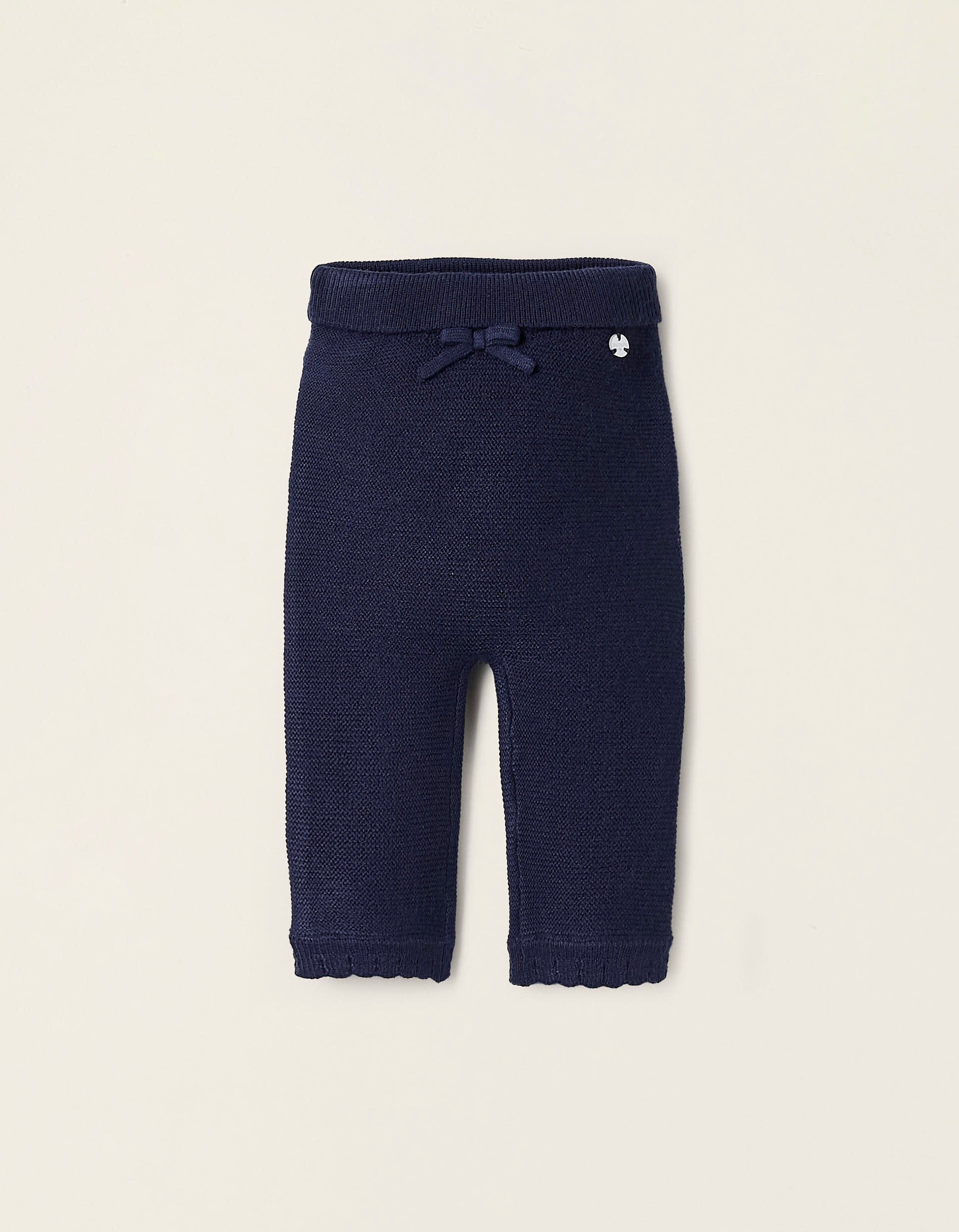 Pantalon en Maille avec Nœud pour Nouveau-née, Bleu Foncé