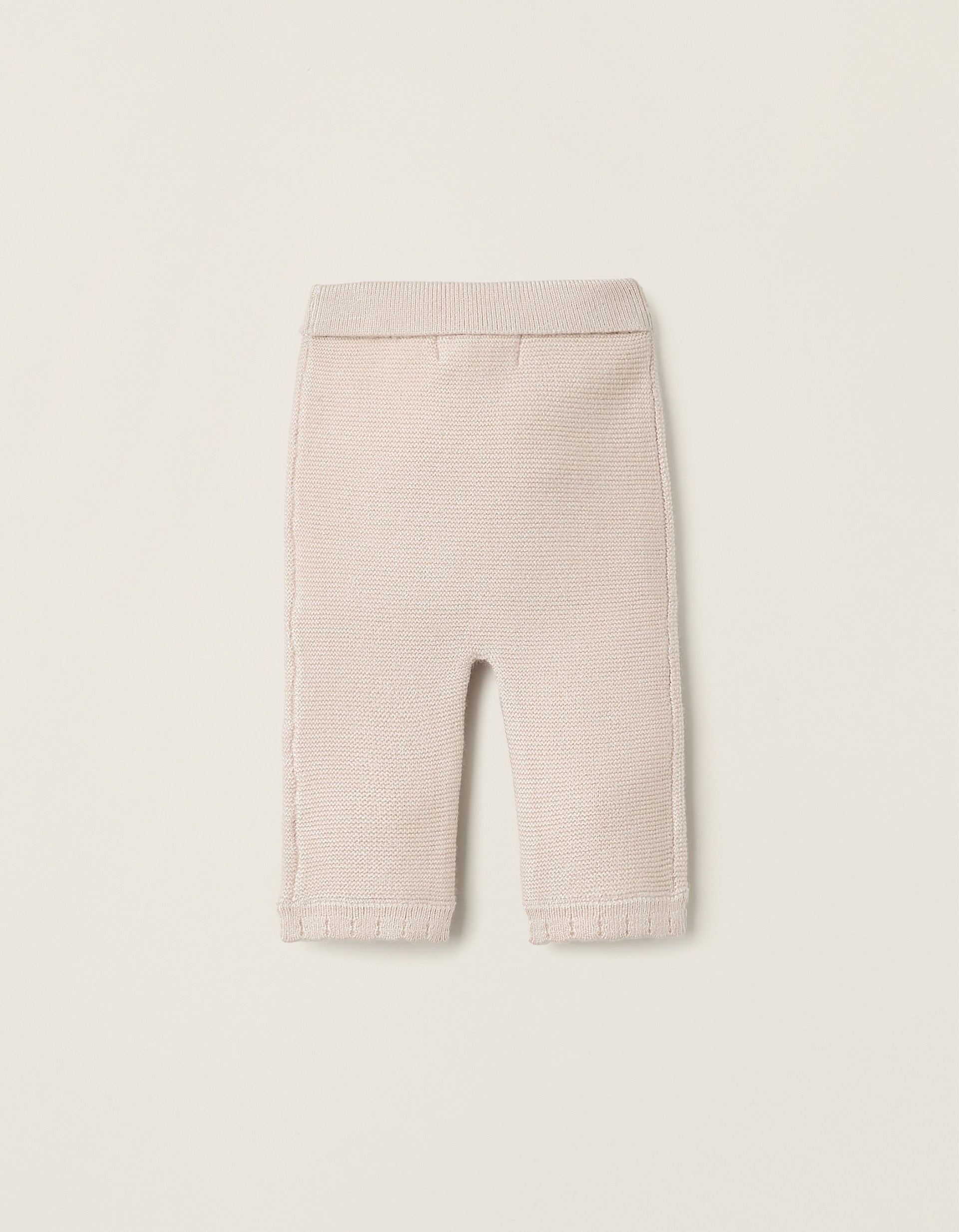 Pantalón de Punto con Lacito para Recién Nacida, Beige