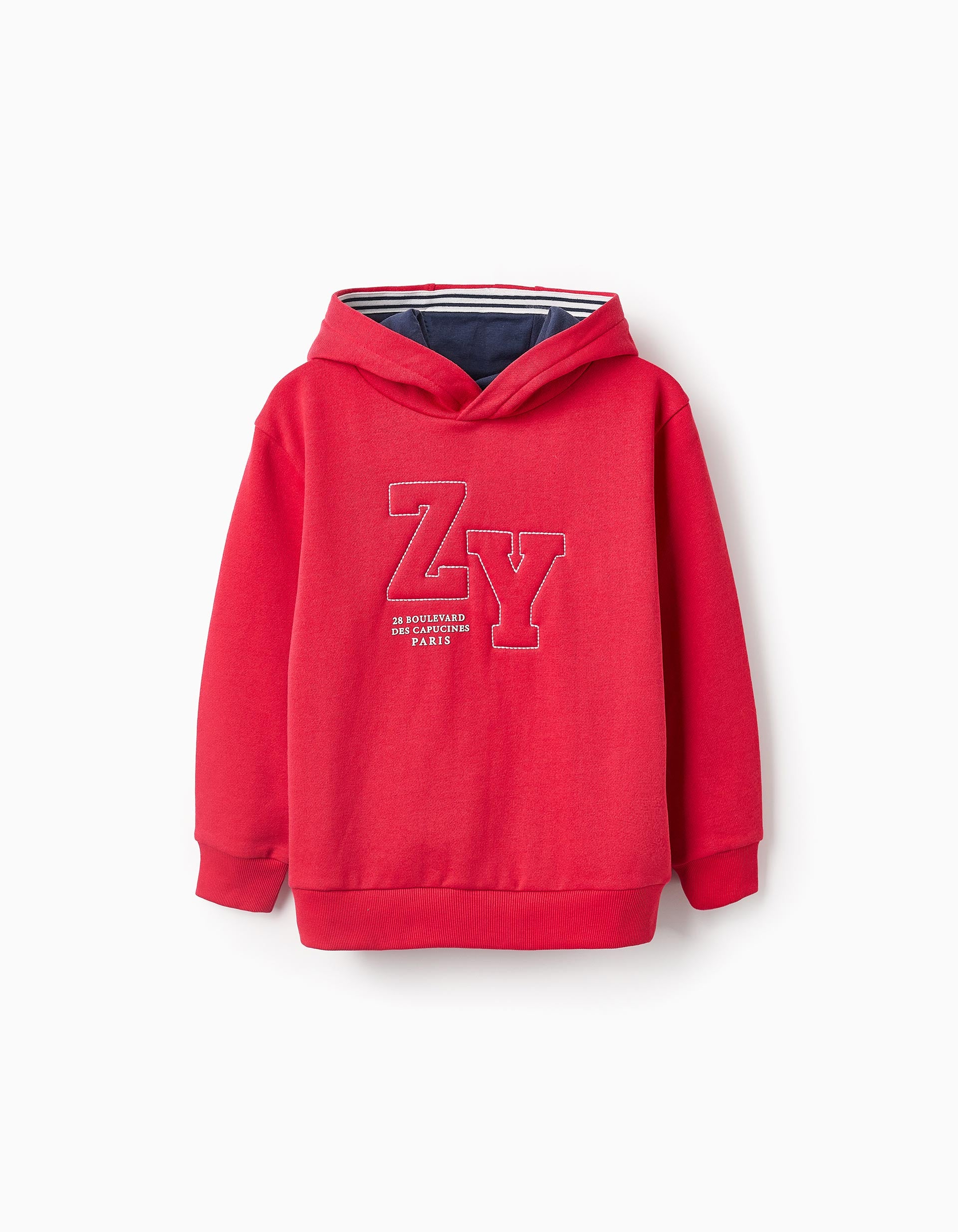 Sweat Cardada Com Capuz para Menino 'ZY Paris', Vermelho