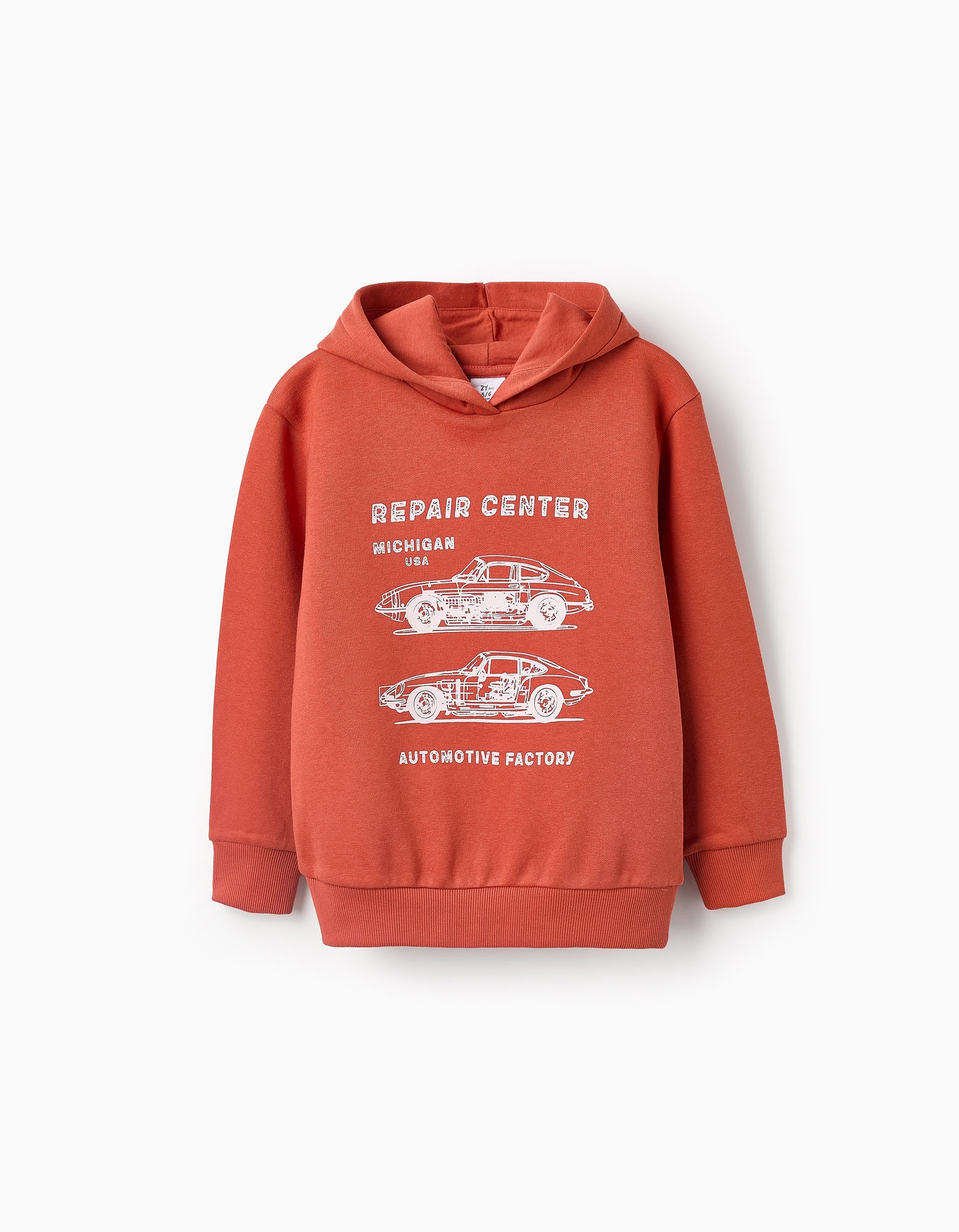 Sweat Cardada com Capuz para Menino 'Repair Center', Laranja