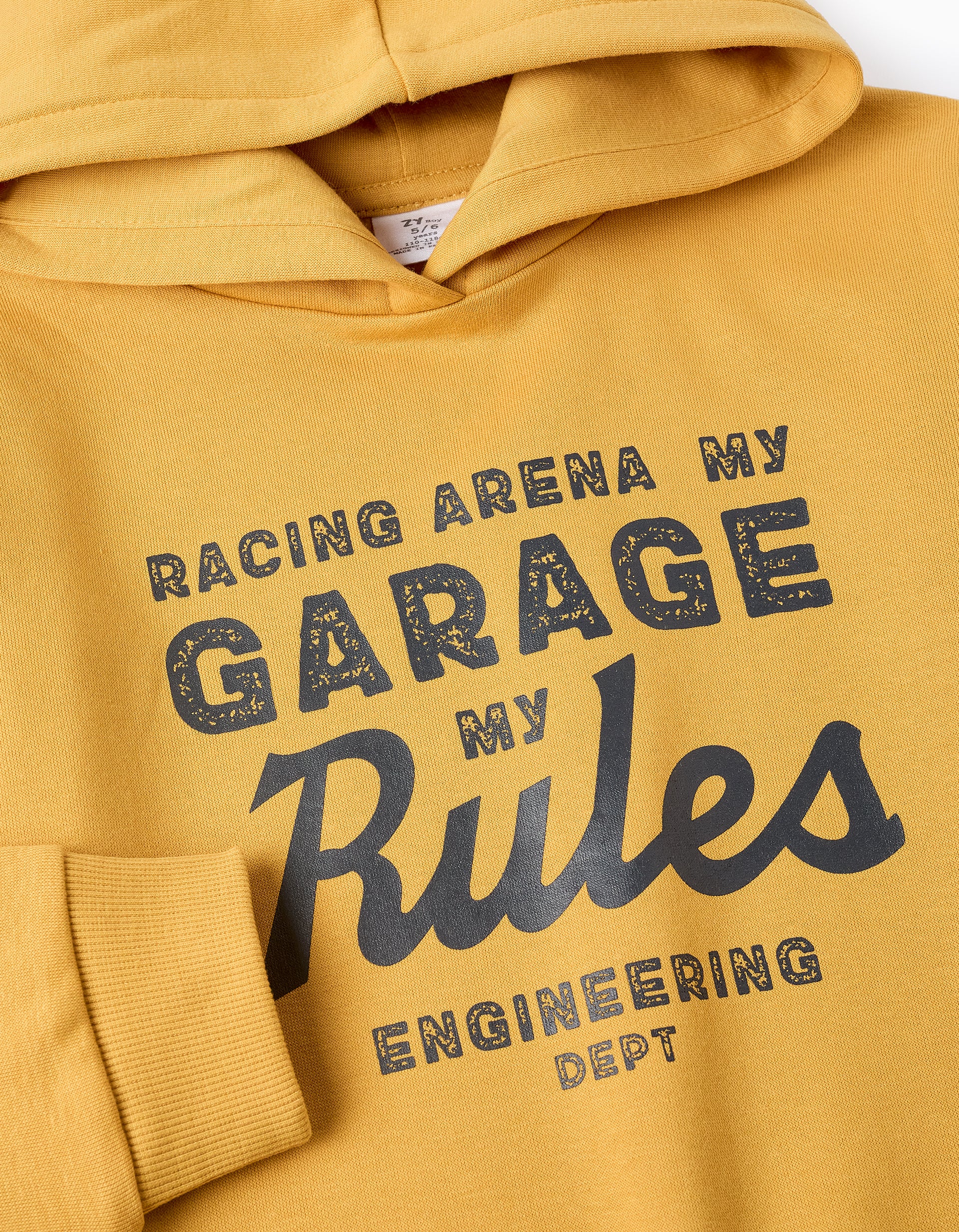 Sweat Cardada com Capuz para Menino 'My Garage', Amarelo