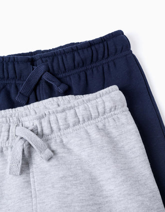 Pack 2 Pantalones de Chándal Perchados para Niño, Gris/Azul Oscuro