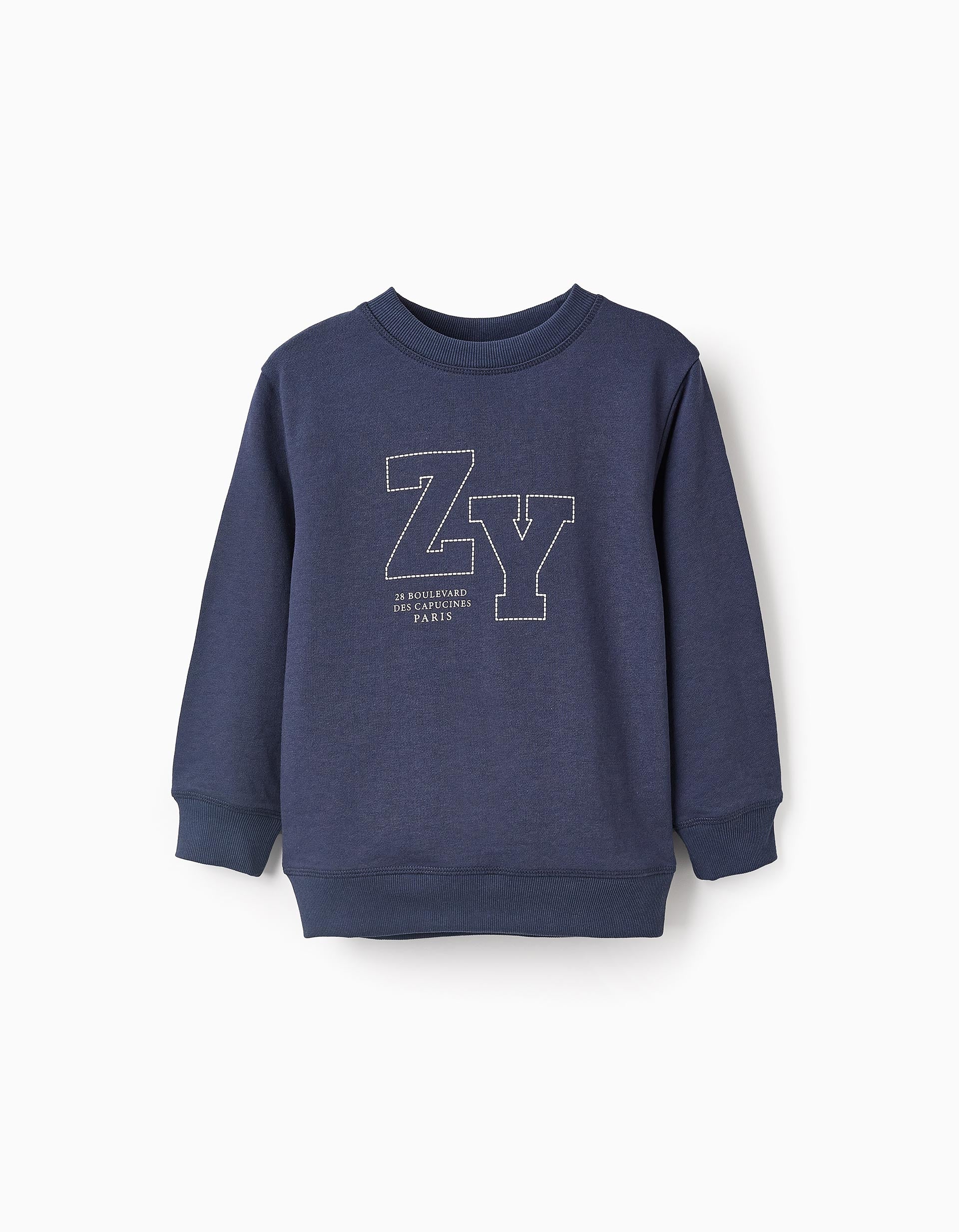 Sweat avec Imprimé pour Garçon 'ZY Paris', Bleu Foncé