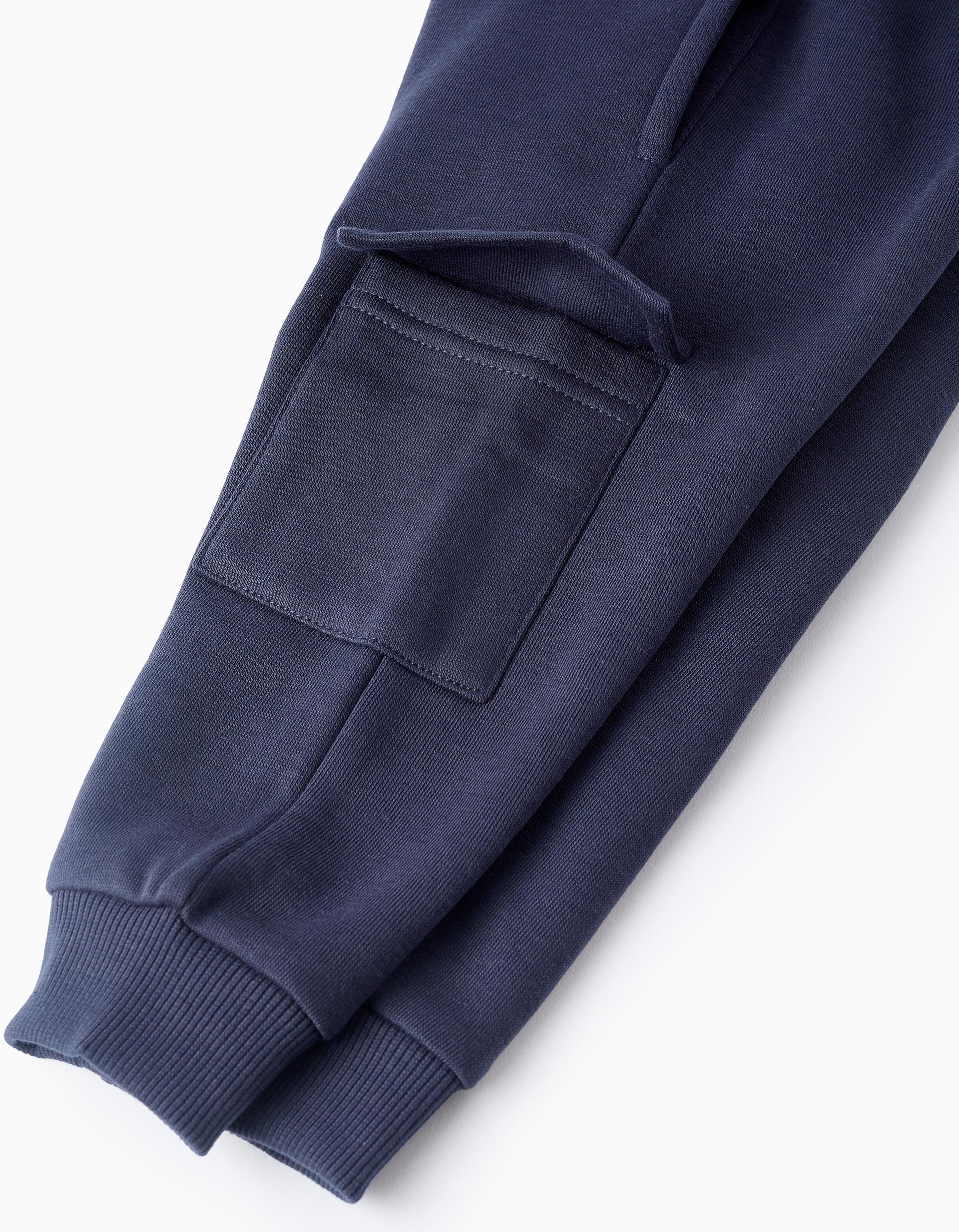 Pantalon de Jogging Gratté avec Poches Cargo pour Bébé Garçon, Bleu