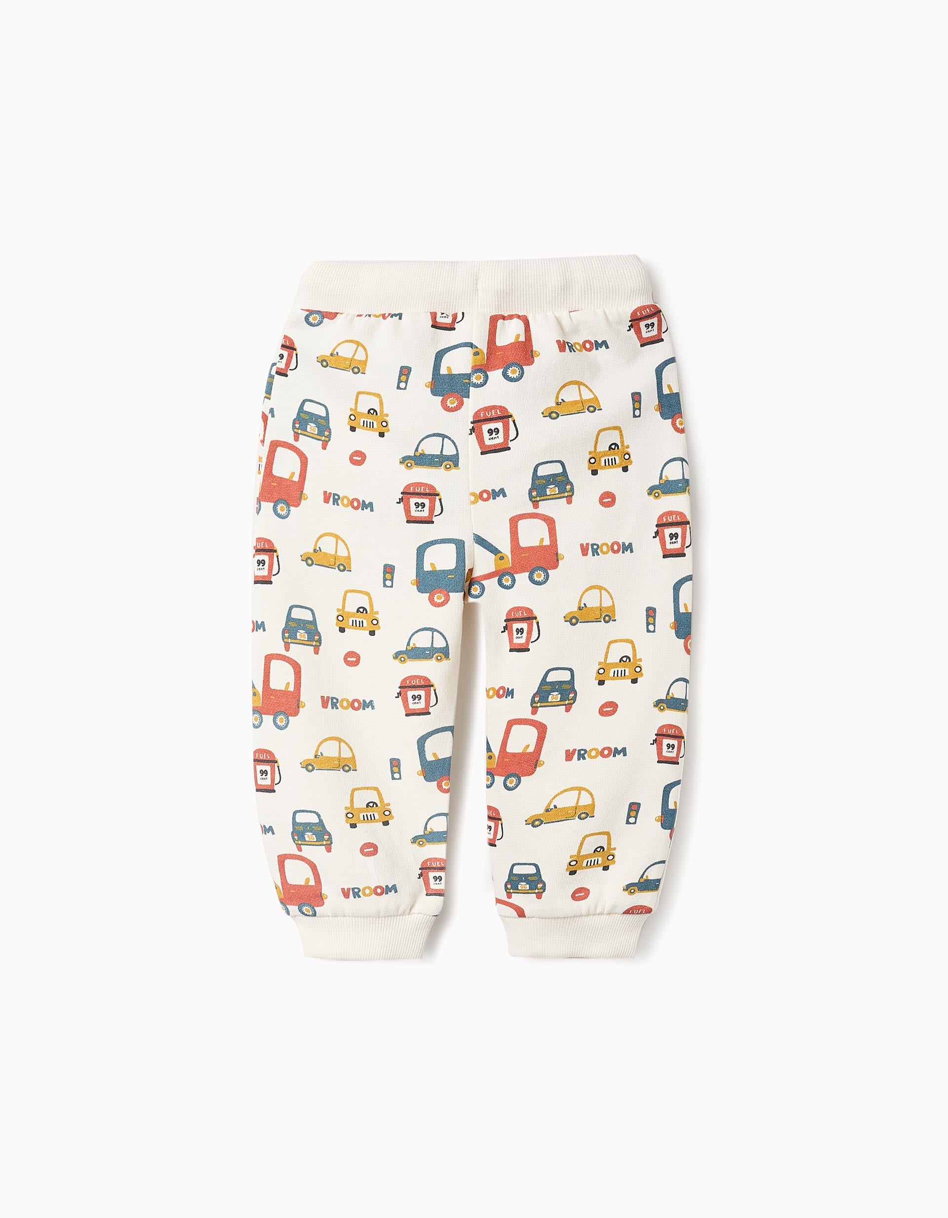 Pantalon de Jogging en Coton pour bébé garçon 'Voitures', Beige