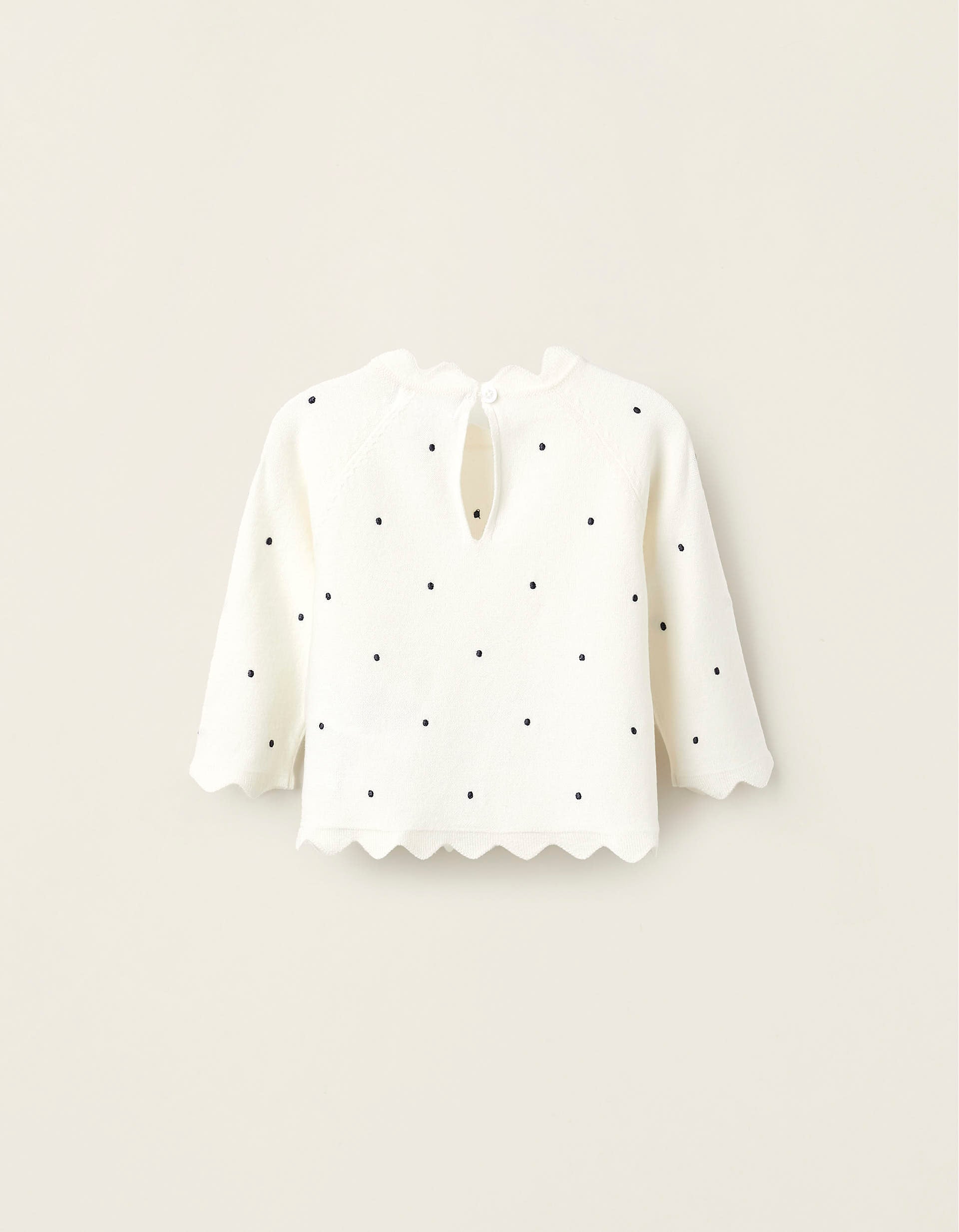 Pull en Maille à Pois pour Nouveau-Née, Blanc