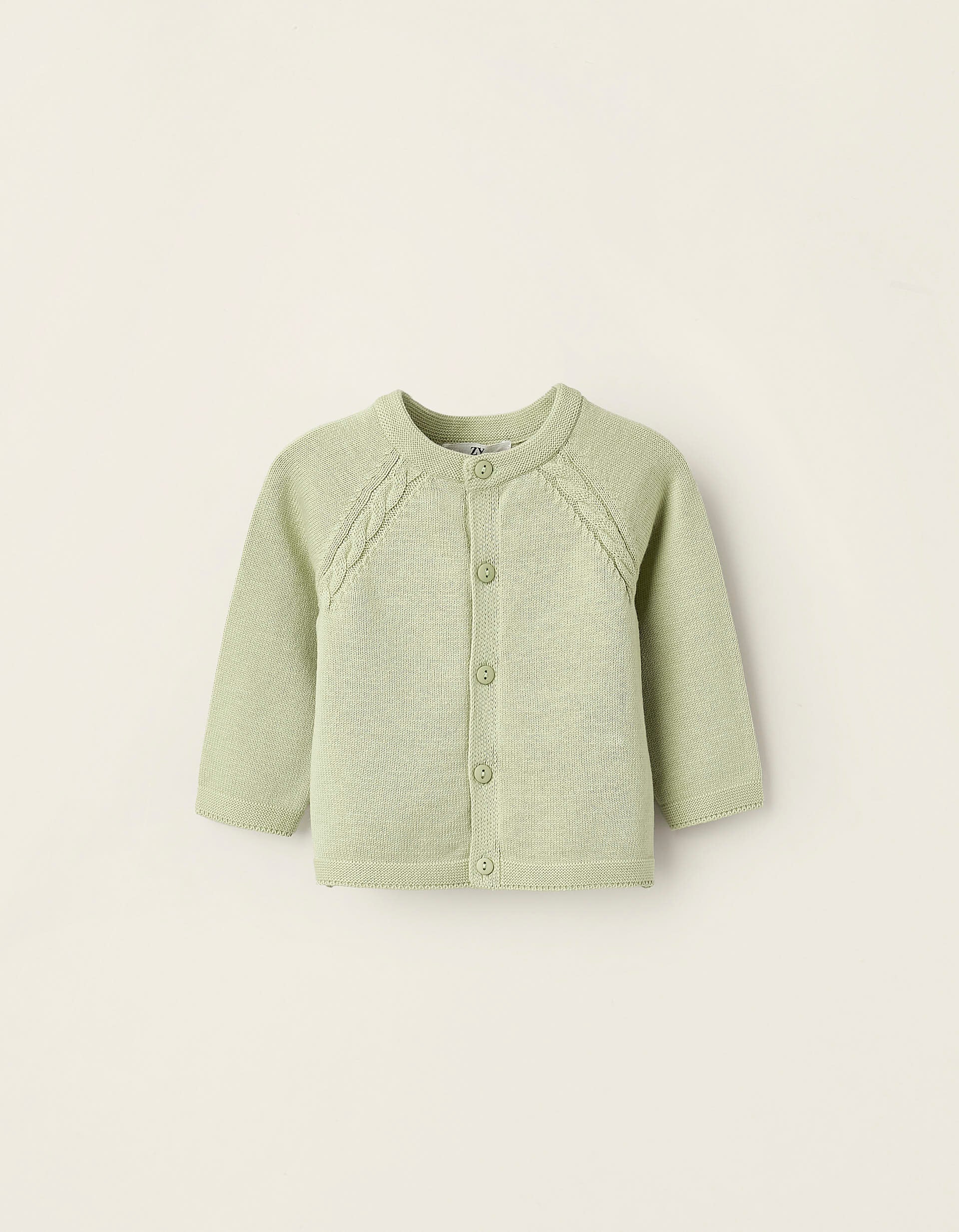 Cotton Cardigan for Newborn Girls, Green