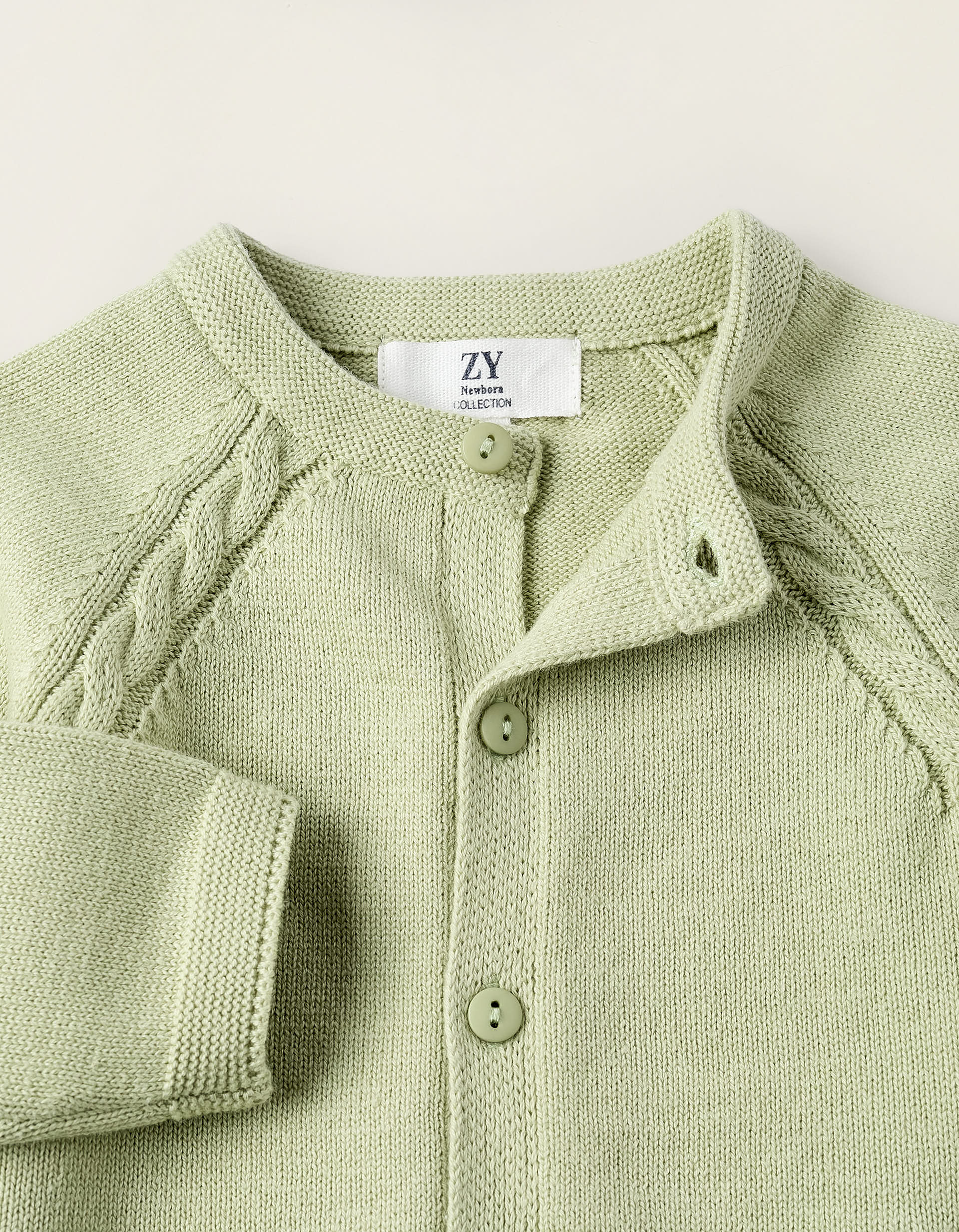 Cotton Cardigan for Newborn Girls, Green