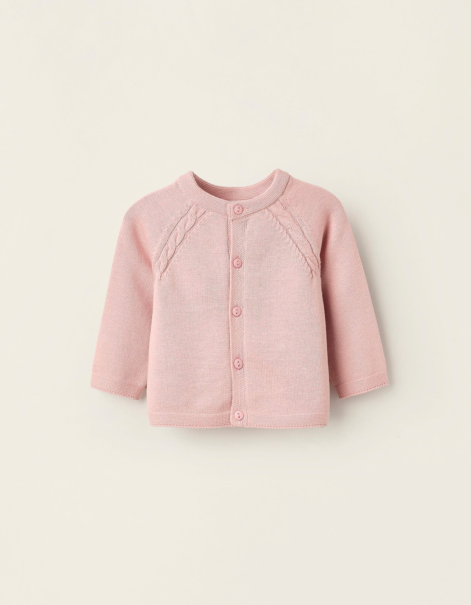 Chaqueta de Punto de Algodón para Recién Nacida, Rosa