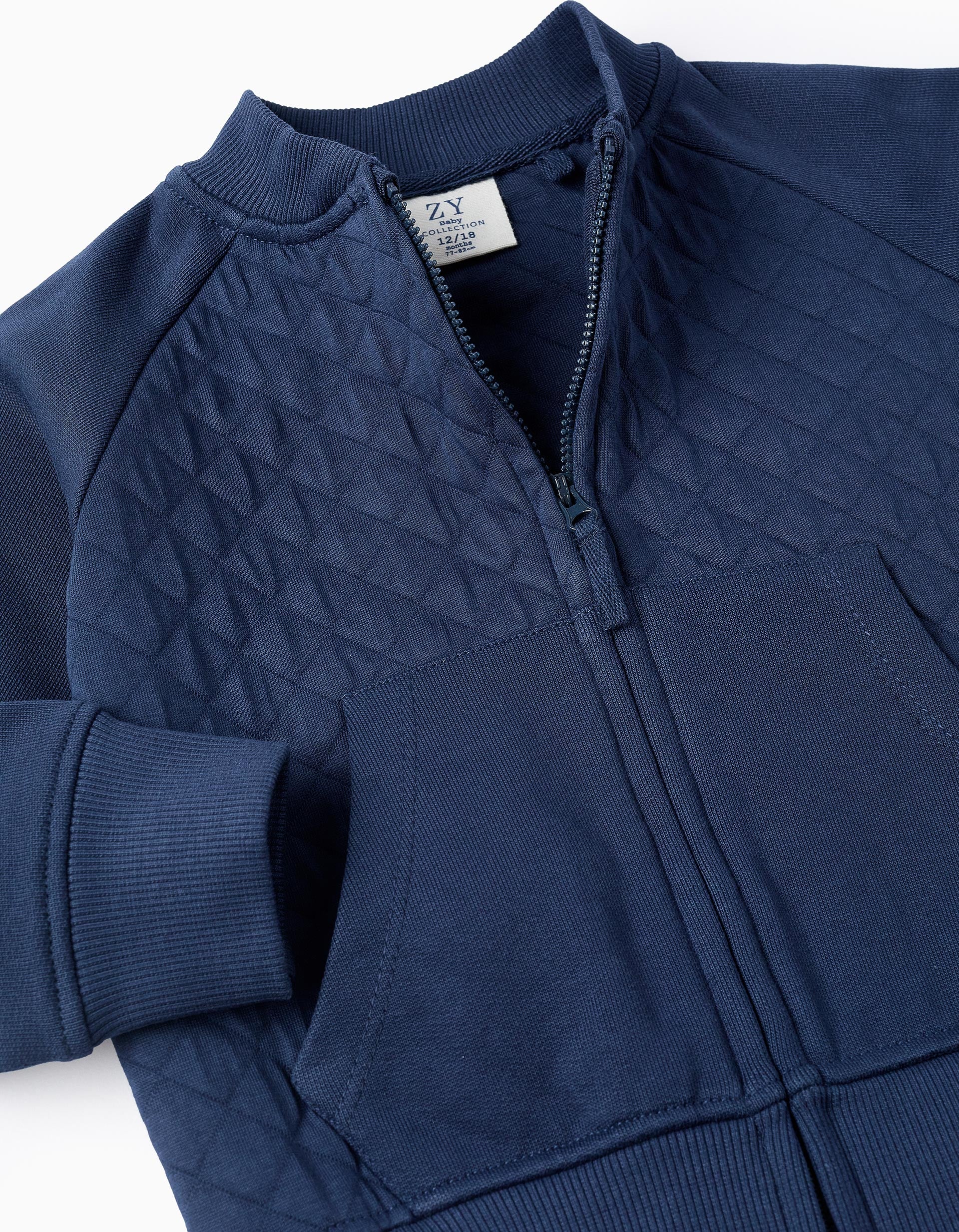 Veste Gaufrée pour Bébé Garçon, Bleu Foncé