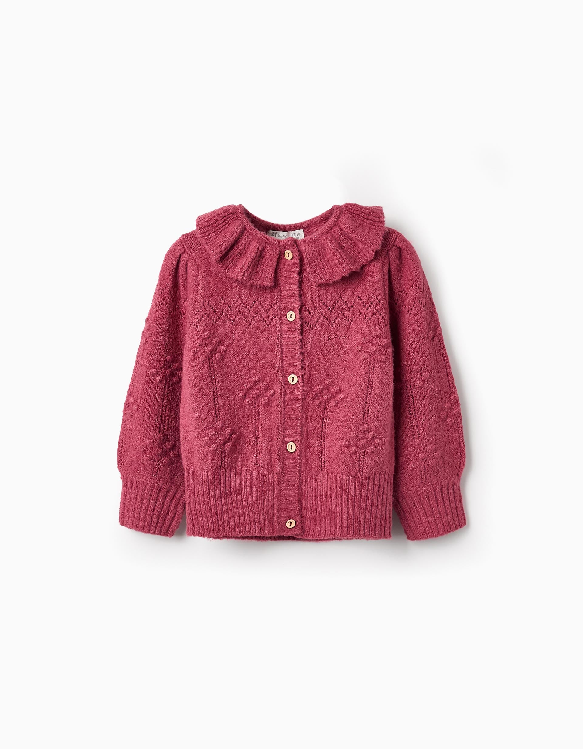 Gilet en Maille Travaillée avec Volants pour Bébé Fille, Rose