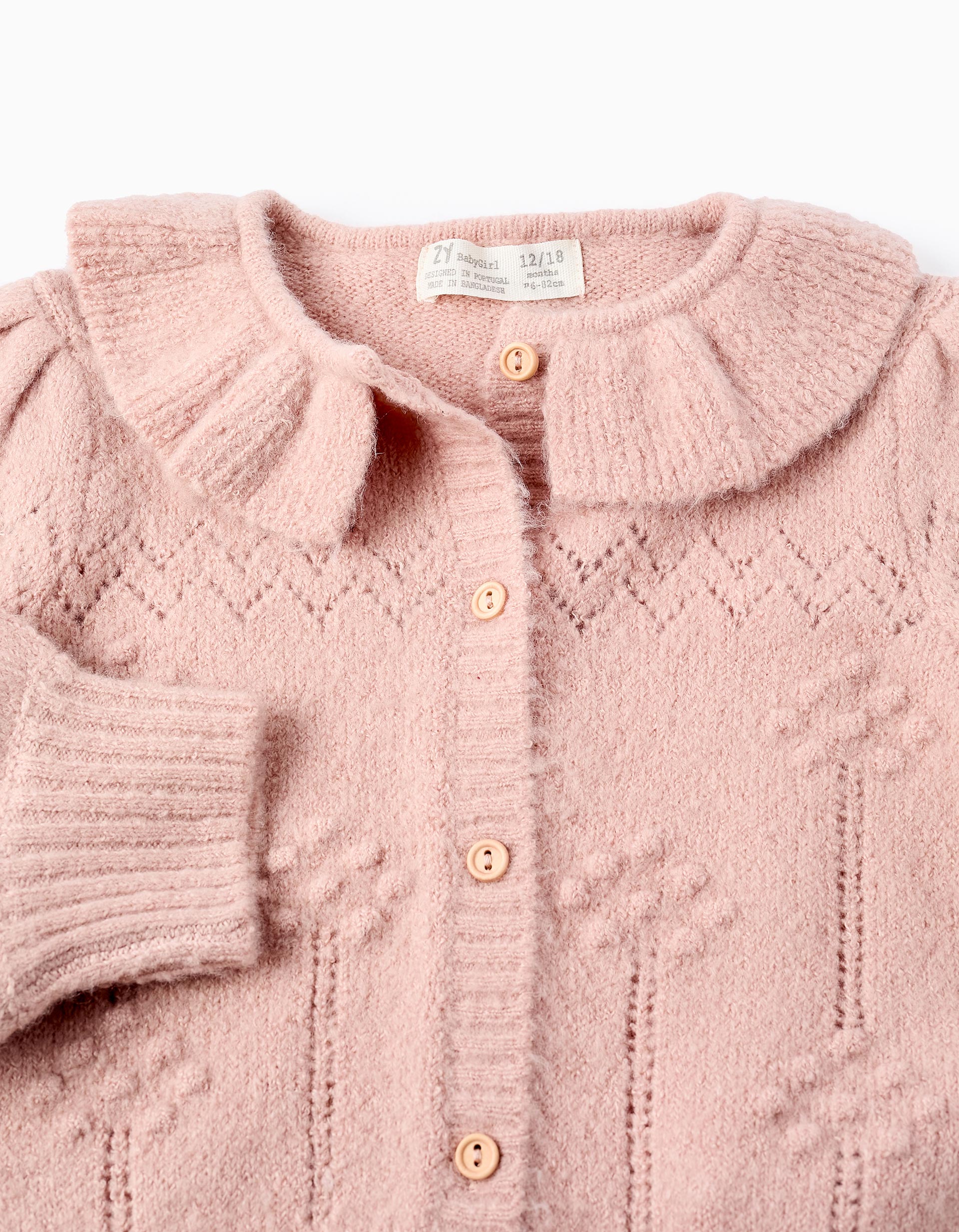 Gilet en Maille avec Volants pour Bébé Fille, Rose