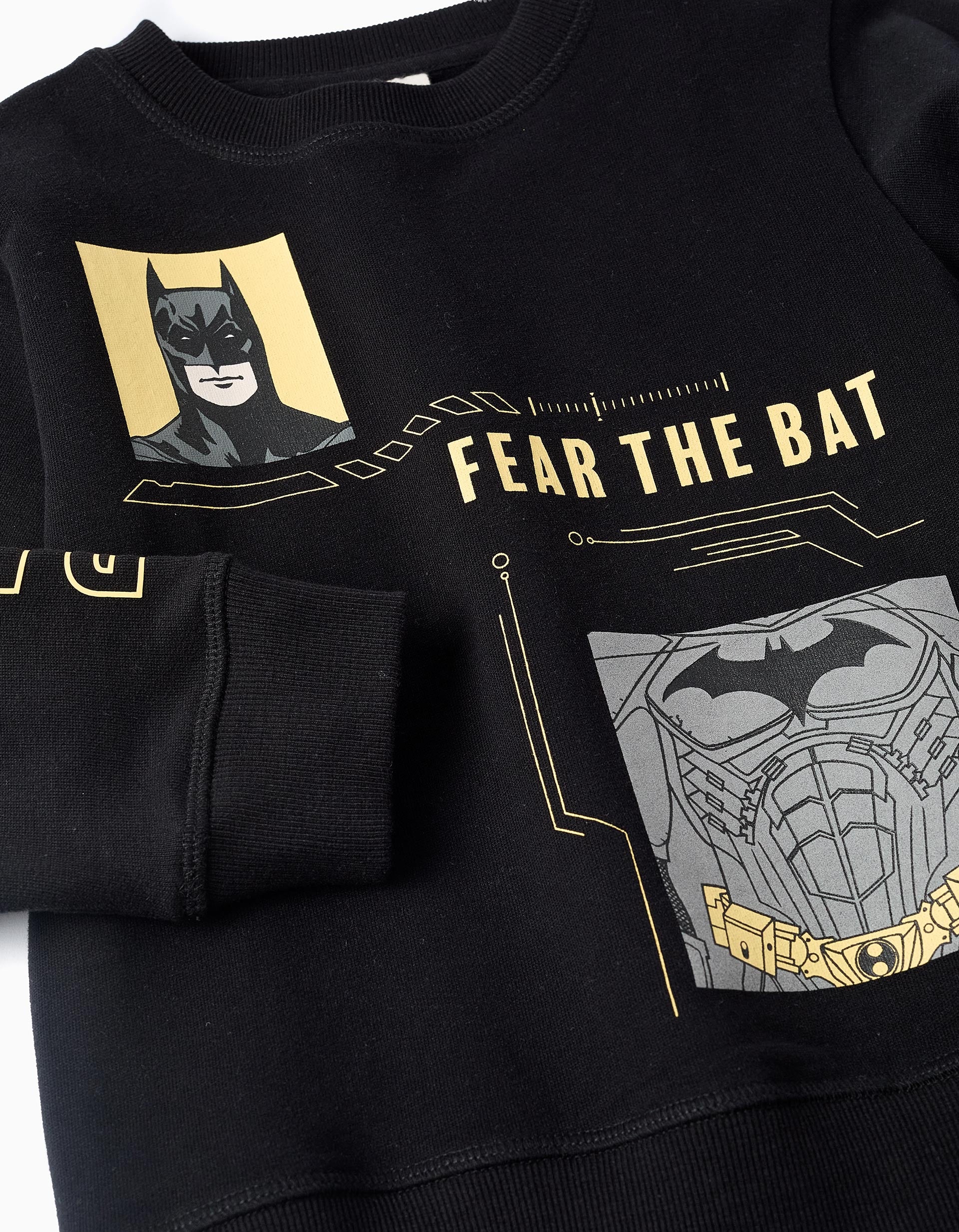 Sweat Cardada de Algodão para Menino 'Batman', Preto