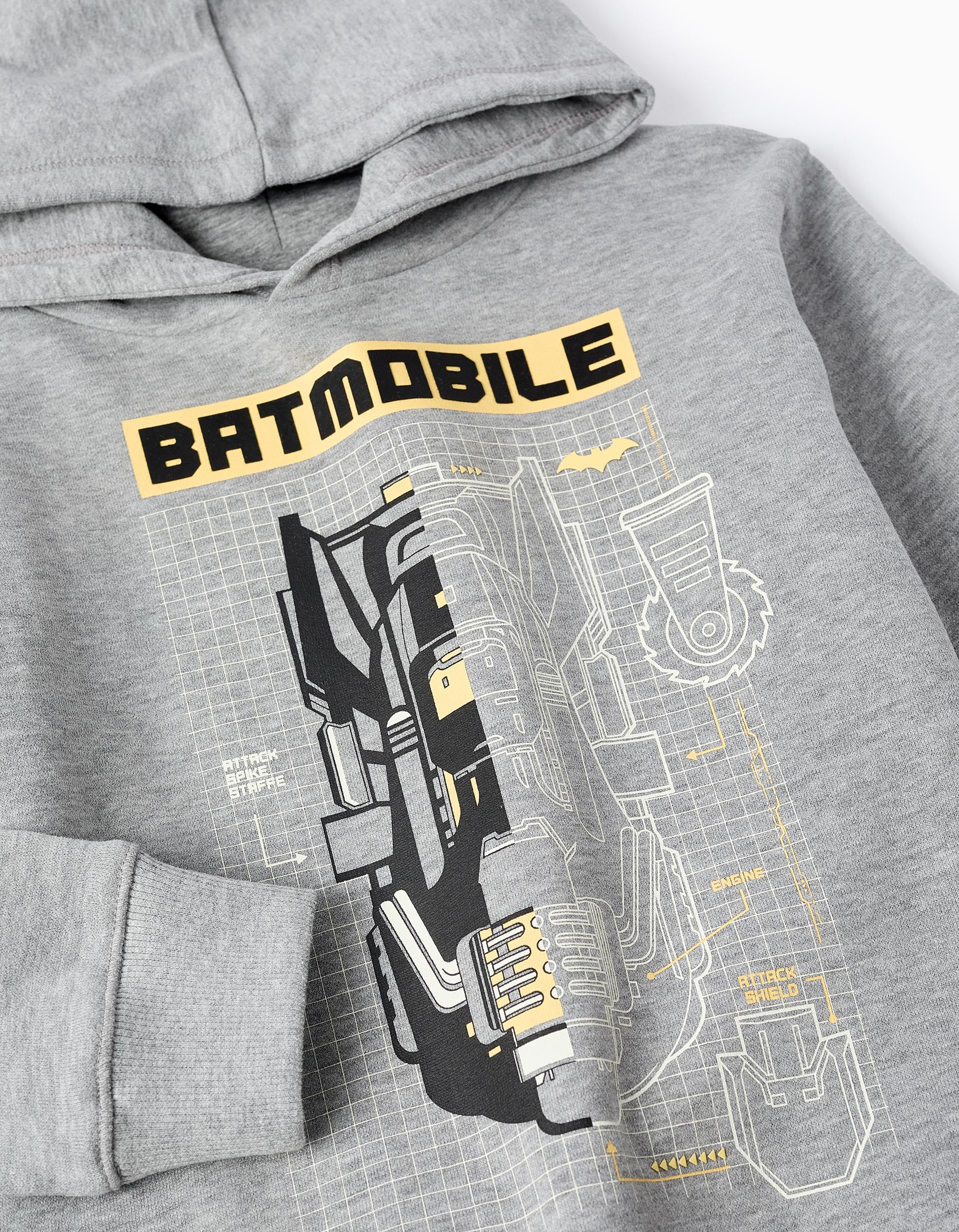 Sudadera Perchada con Capucha para Niño 'Batmobile', Gris