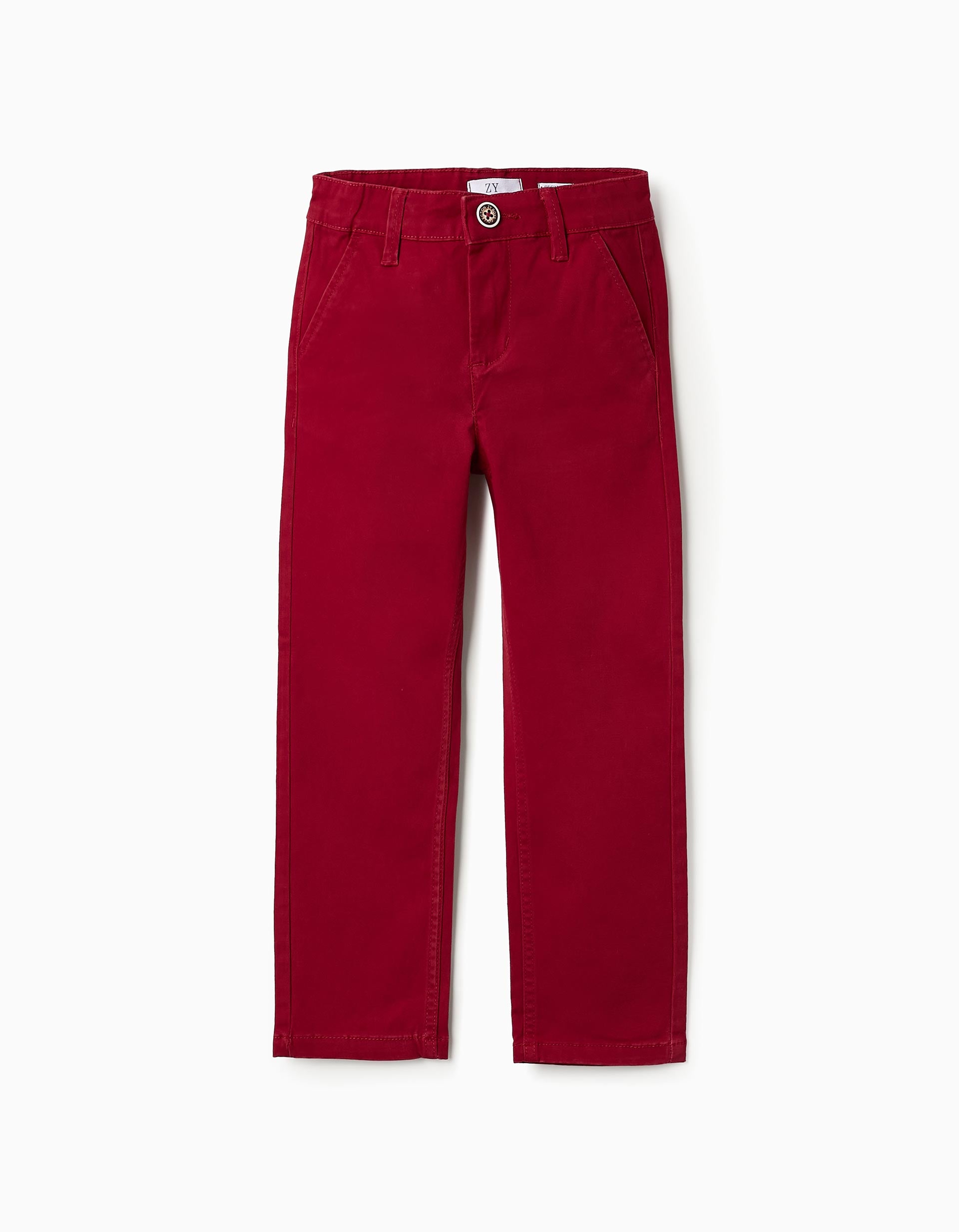 Chino Twill Trousers for Boys 'Slim Fit', Red