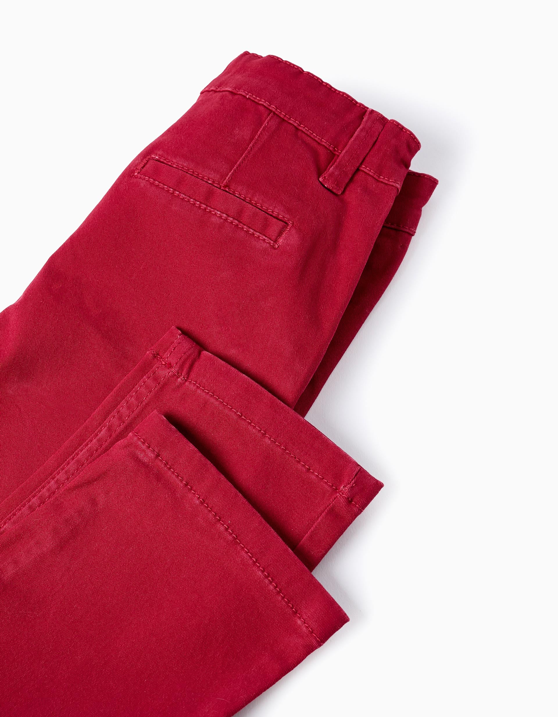 Calças Chino de Sarja para Menino 'Slim Fit', Vermelho