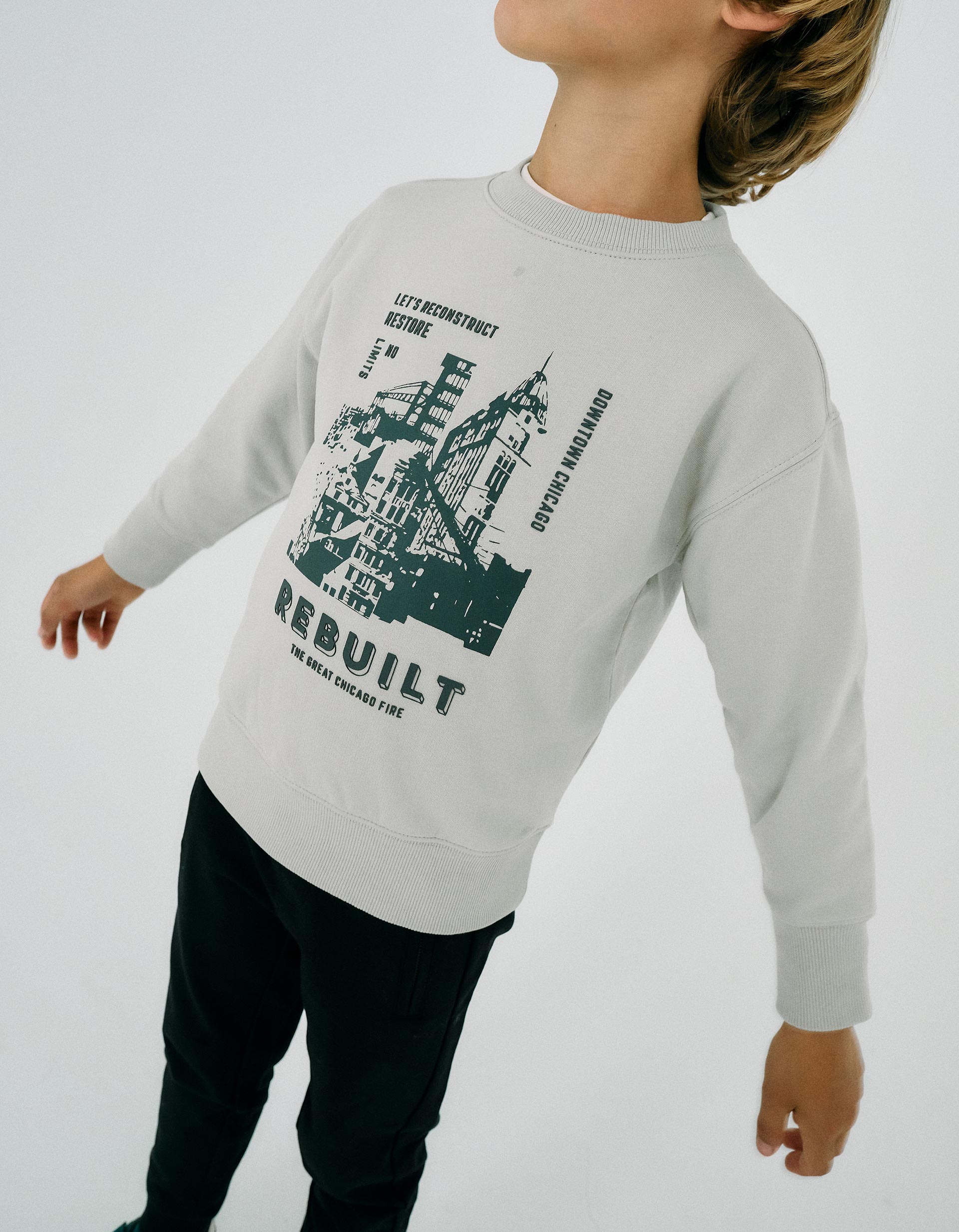 Sweat Cardada para Menino 'Rebuilt', Bege