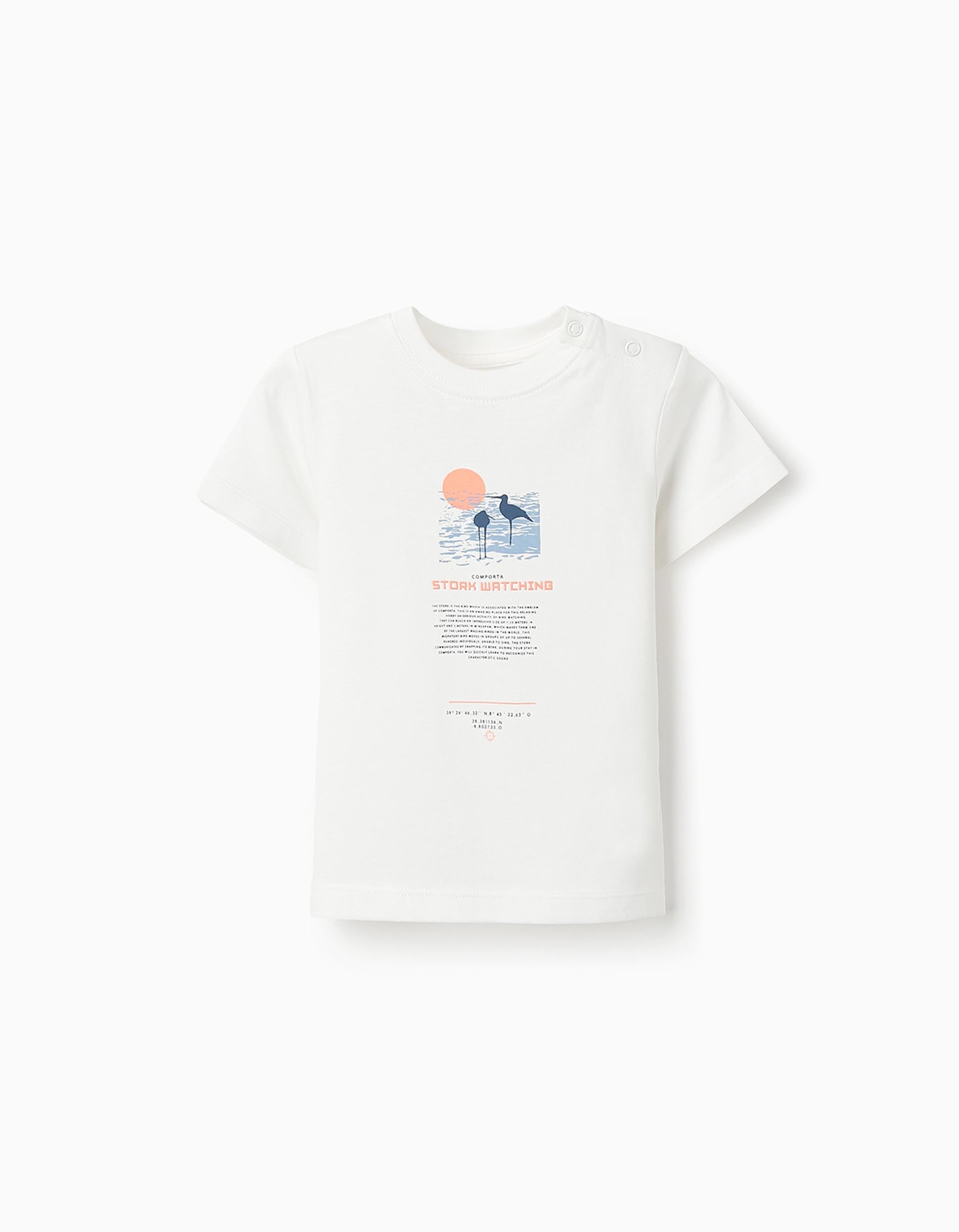 T-shirt de Algodão para Bebé Menino 'Comporta', Branco