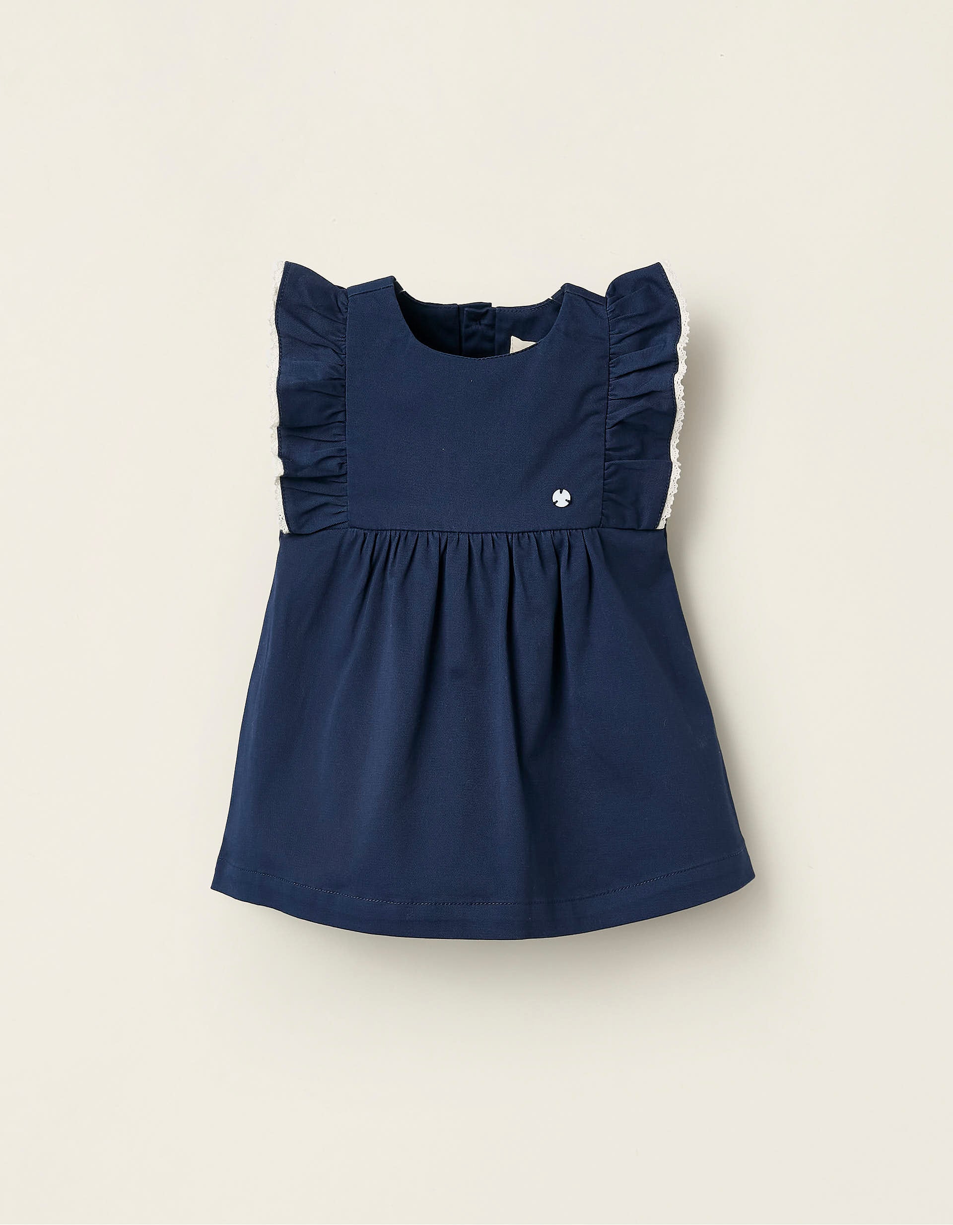 Dress with Ruffles and Lace for Newborn Girls, Dark Blue