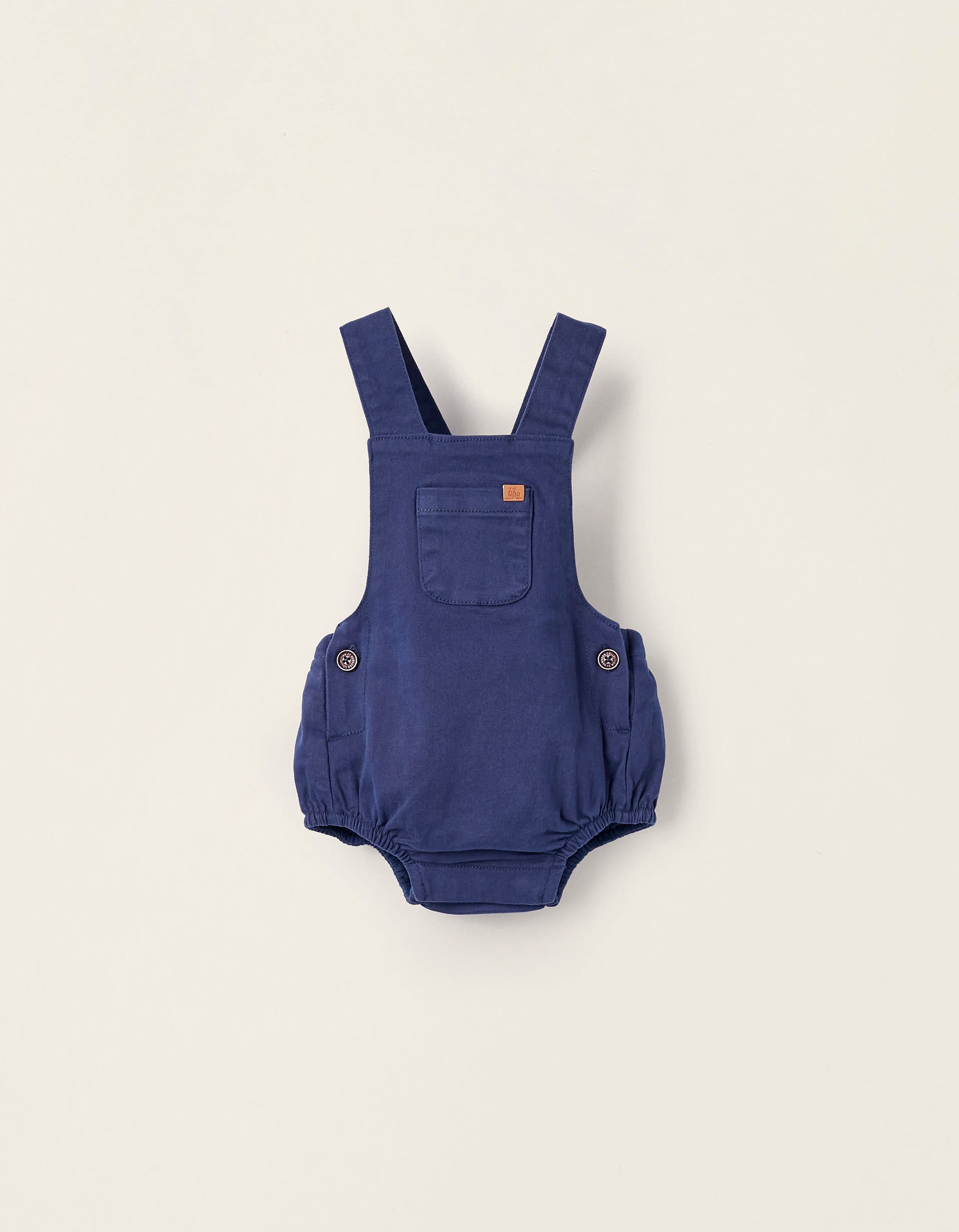 Cotton Twill Jumpsuit for Newborn Boys, Dark Blue