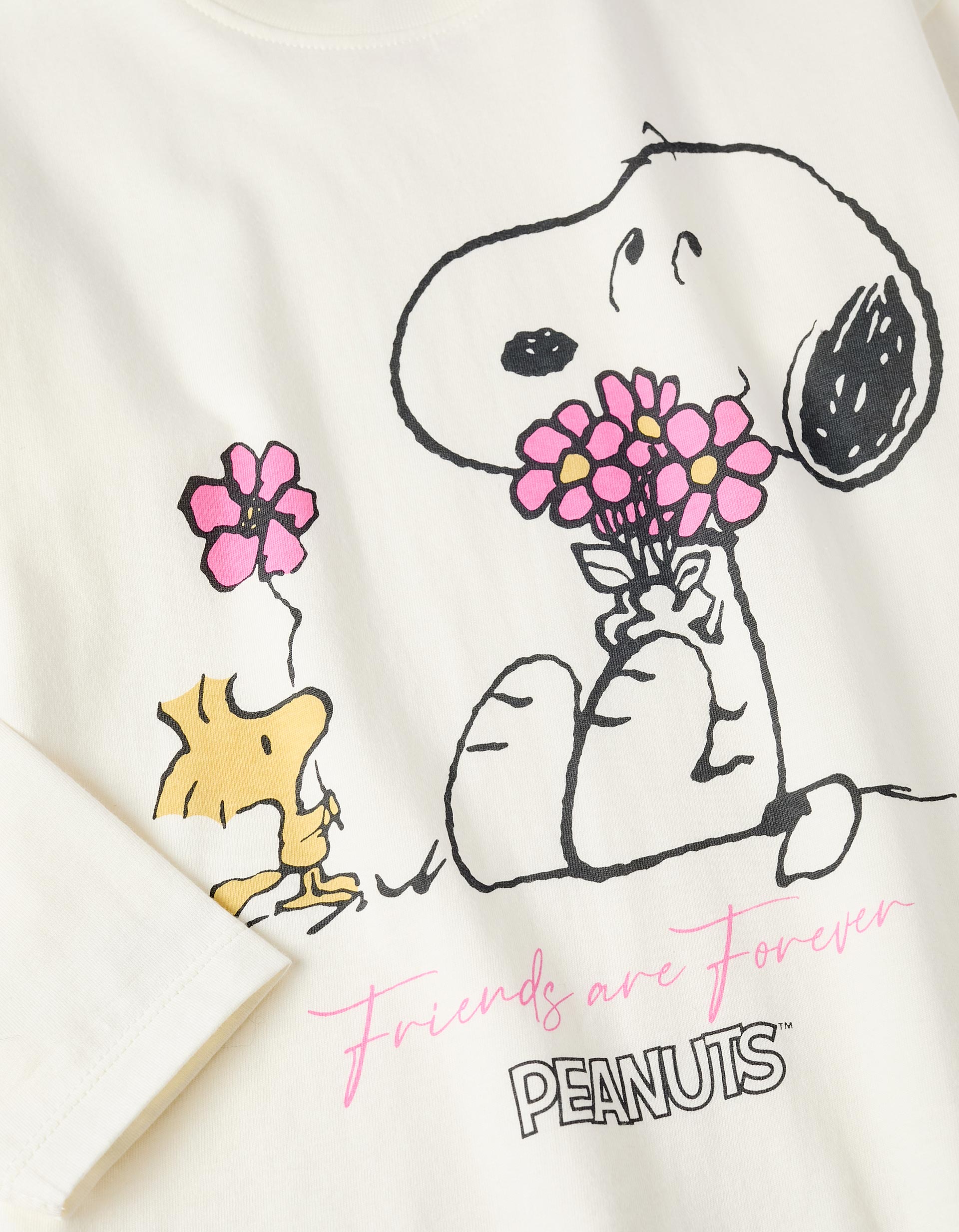 T-shirt à Manches Longues en Coton pour Fille 'Snoopy', Beige