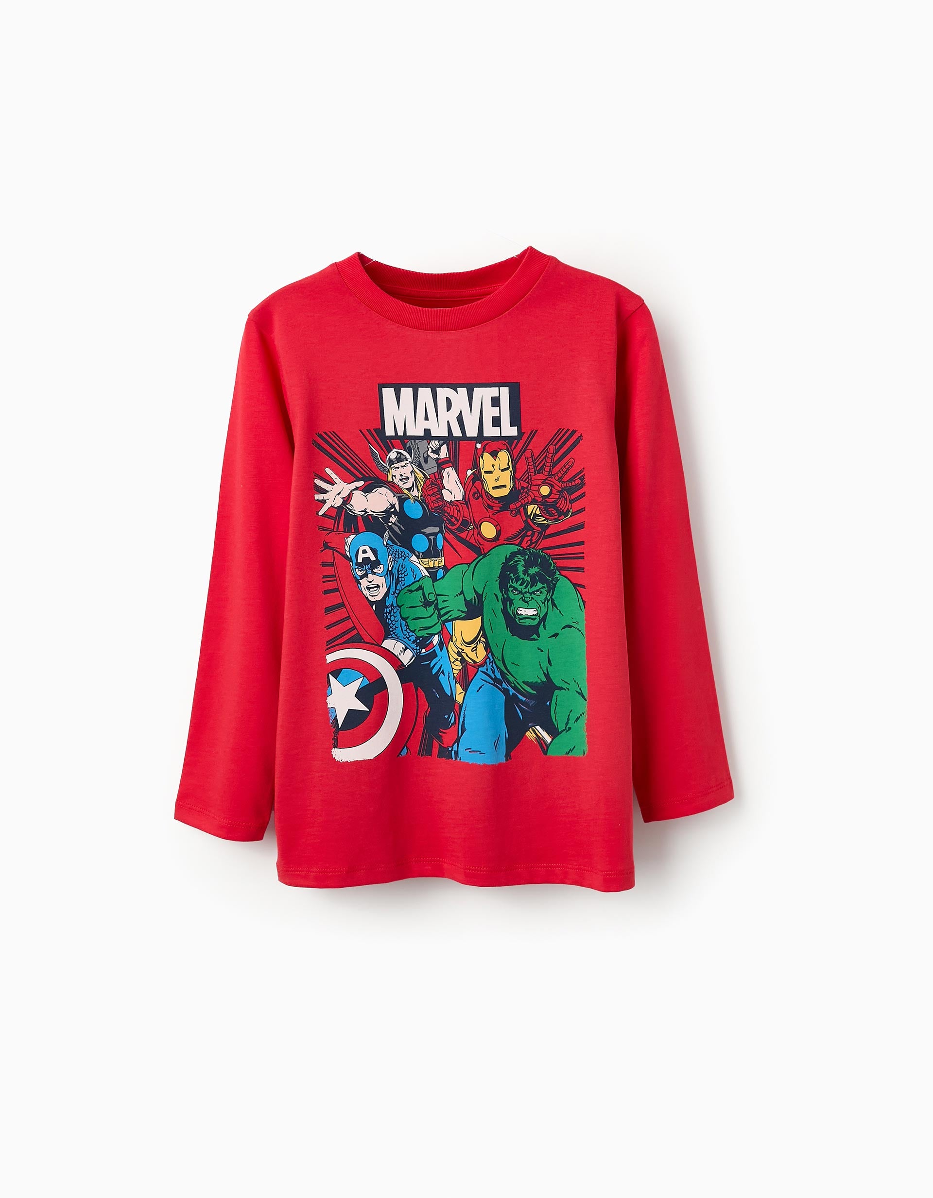 Camiseta de Manga Larga de Algodón para Niño 'Vengadores', Rojo