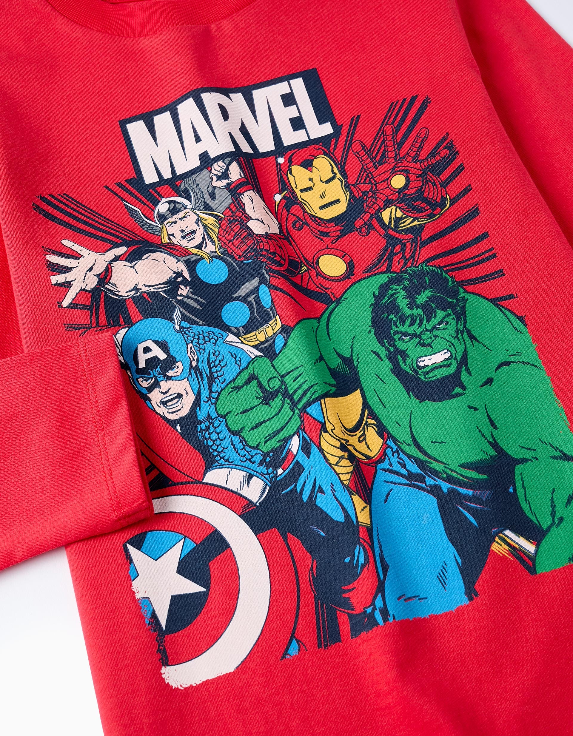 Long Sleeve Cotton T shirt for Boys Avengers Red