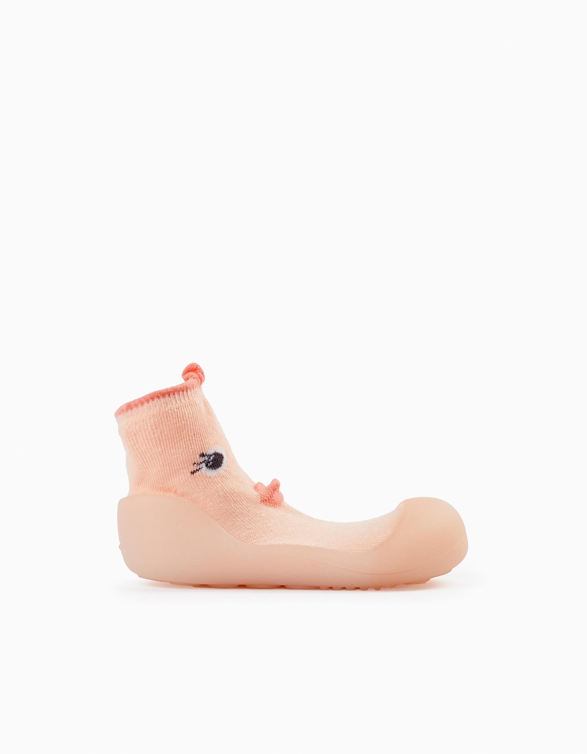 Steppies Chaussons-Chaussettes Pour Bébé 'Poussin', Corail