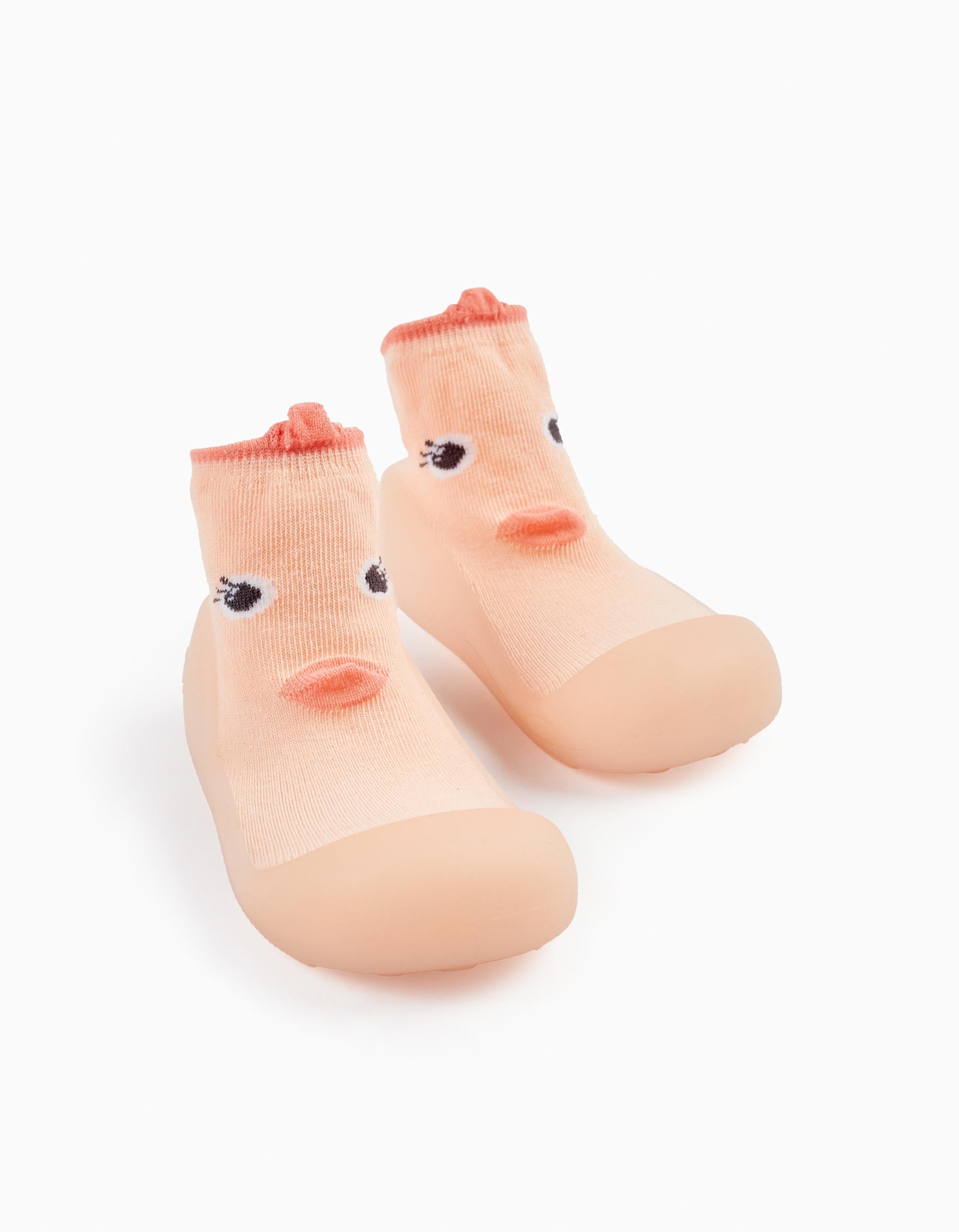 Steppies Chaussons-Chaussettes Pour Bébé 'Poussin', Corail