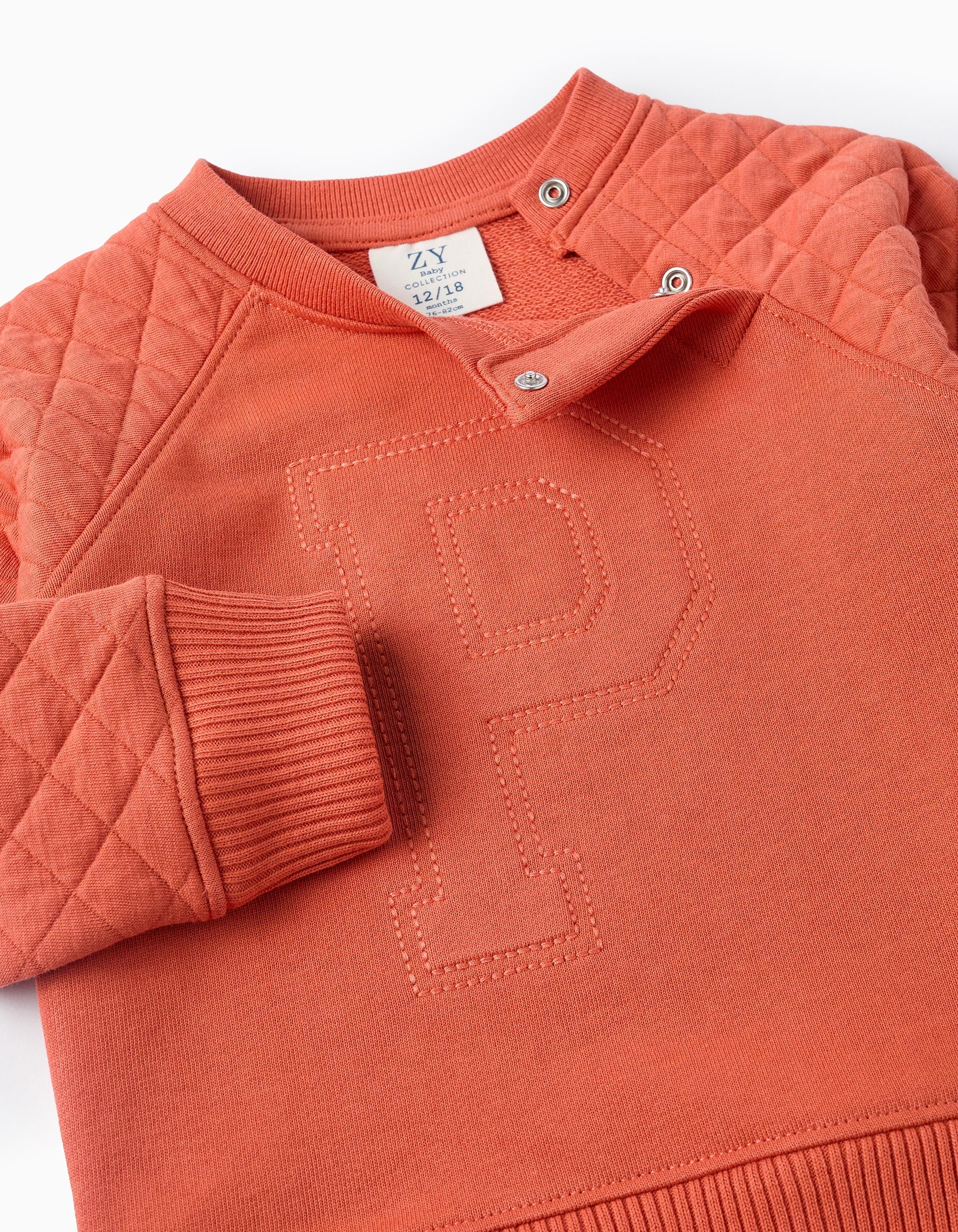 Sweat avec Manches Matelassées pour Bébé Garçon 'P', Orange