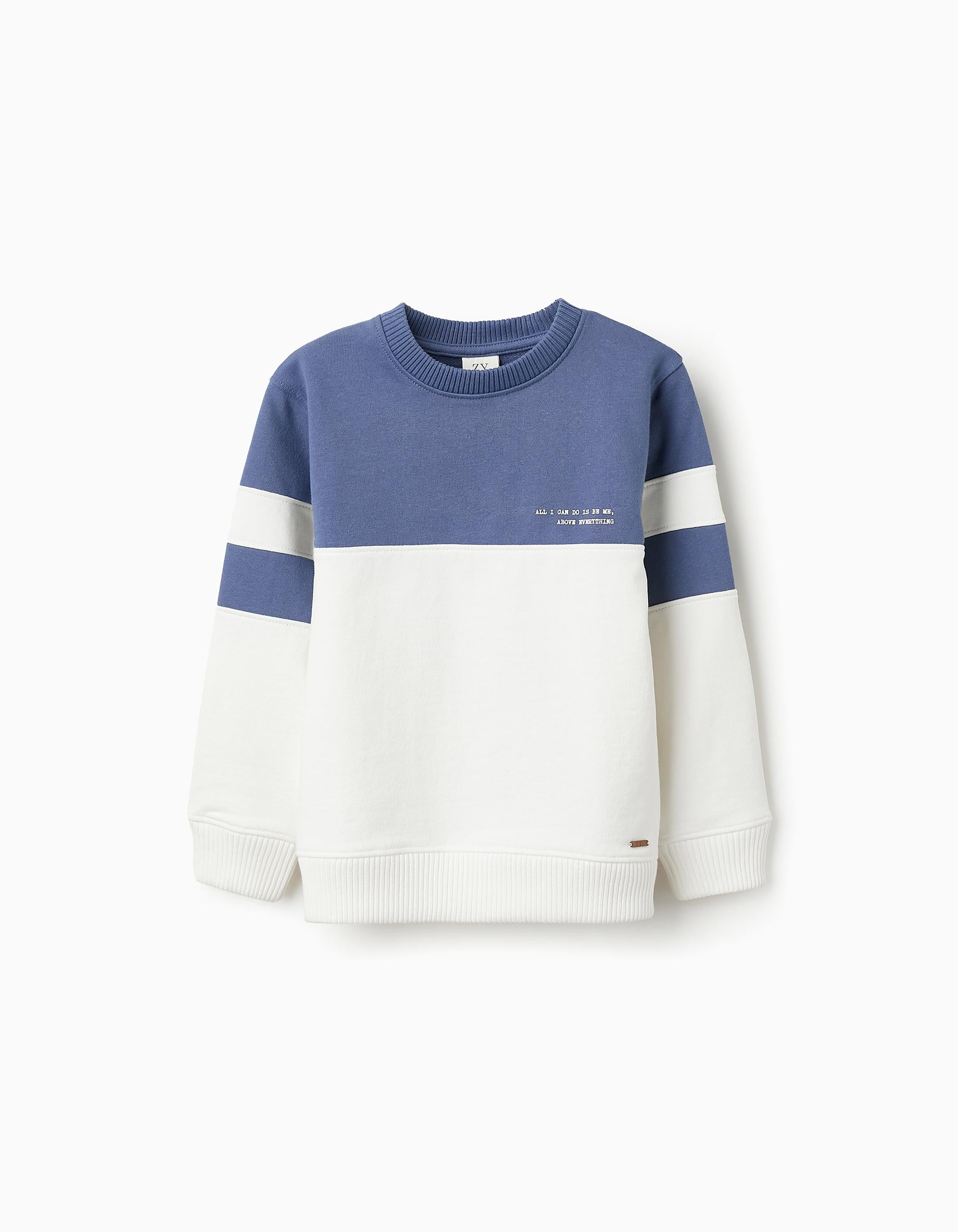 Sweat en Coton pour Garçon 'Be Me', Bleu/Blanc