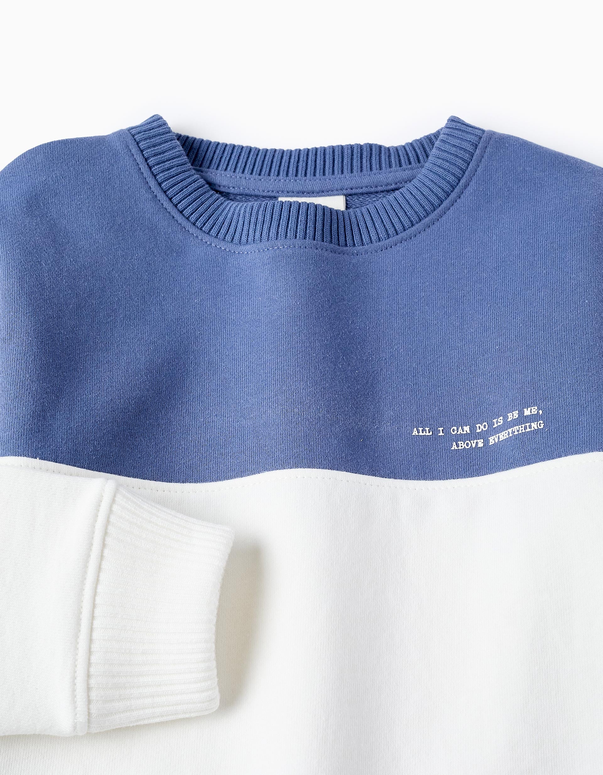 Sudadera de Algodón para Niño 'Be Me', Azul/Blanco