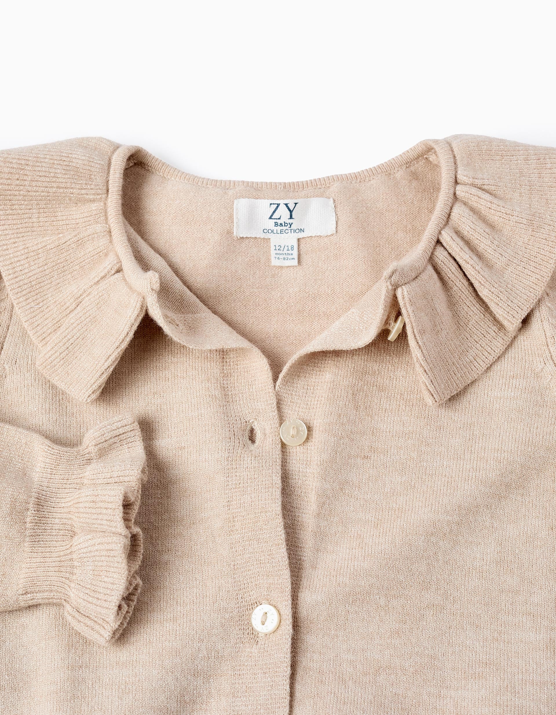 Chaqueta de Punto con Volantes para Bebé Niña, Beige