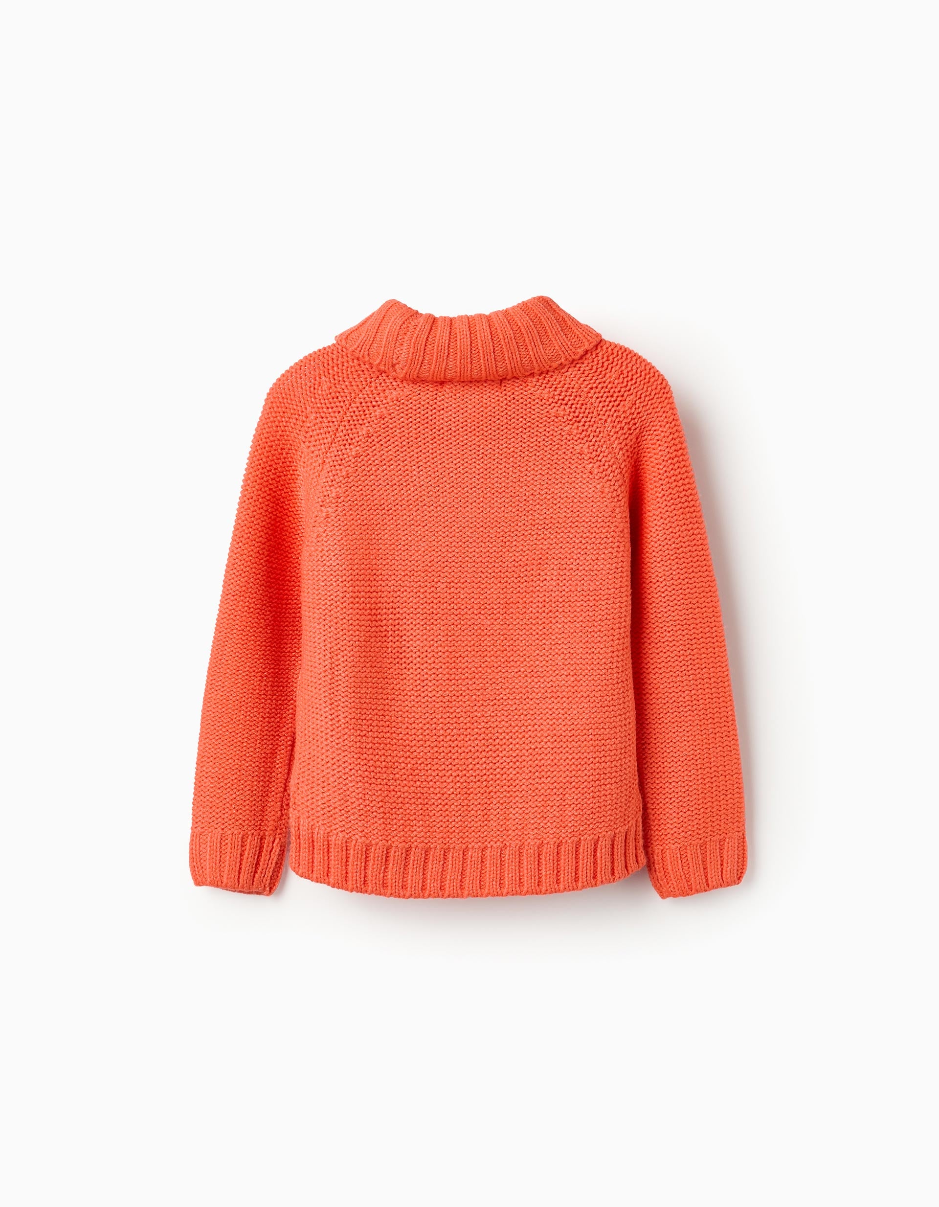 Jersey de Punto con Cuello Alto para Niña, Naranja