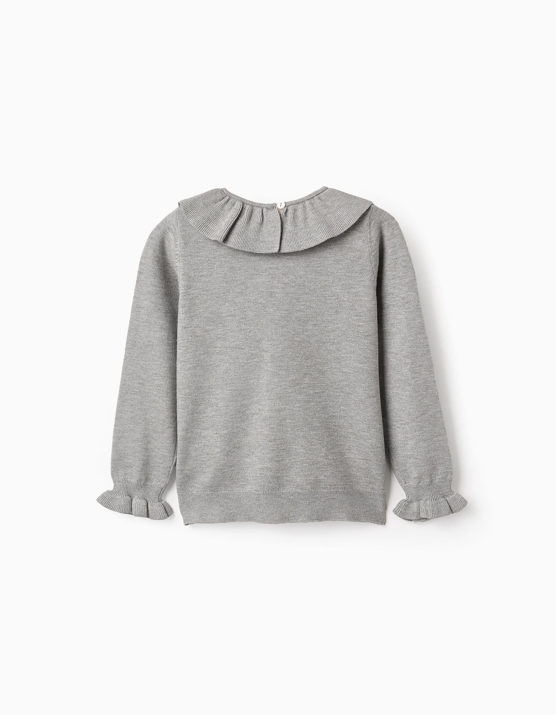 Jersey de Punto con Volantes para Niña, Gris