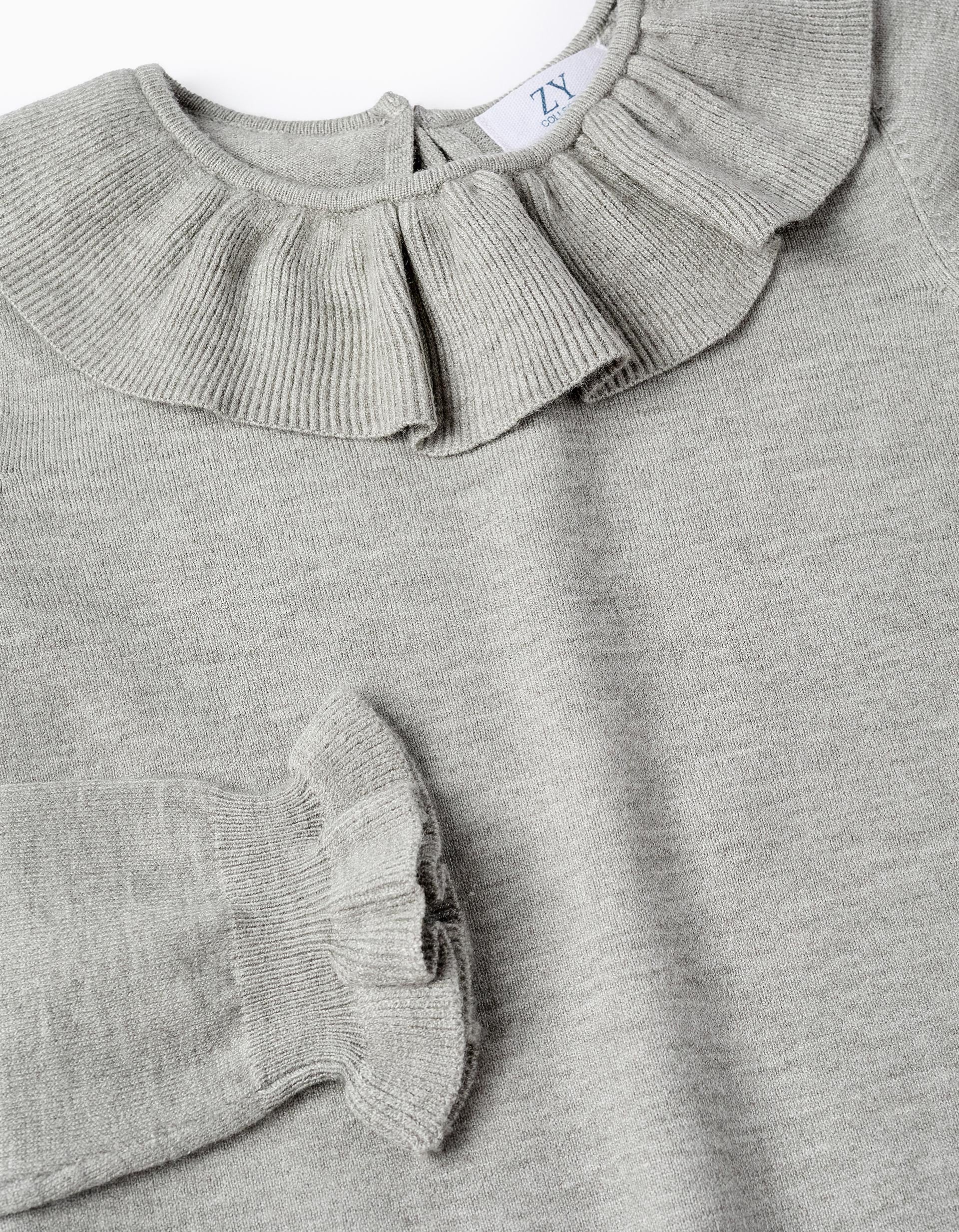 Jersey de Punto con Volantes para Niña, Gris