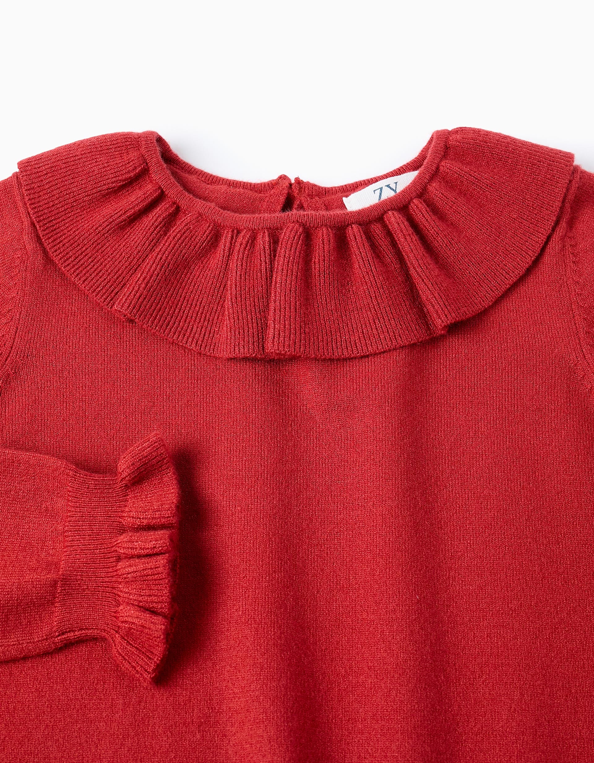 Pull en Maille avec Volants pour Fille, Rouge