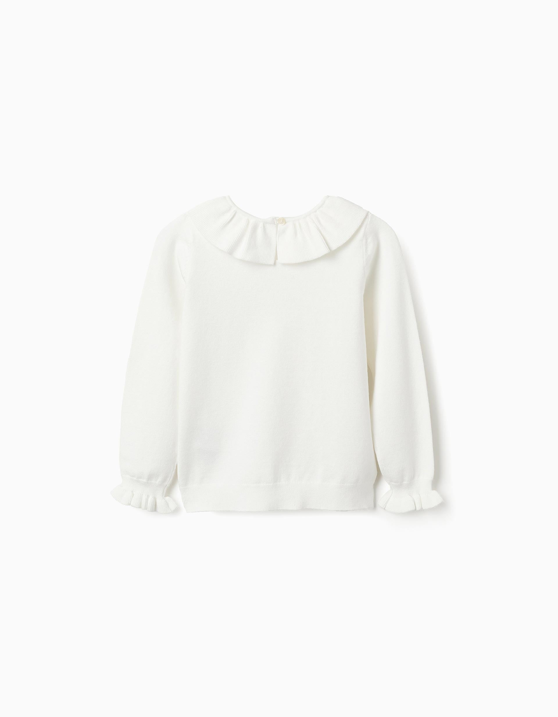 Pull en Maille avec Volants pour Fille, Blanc