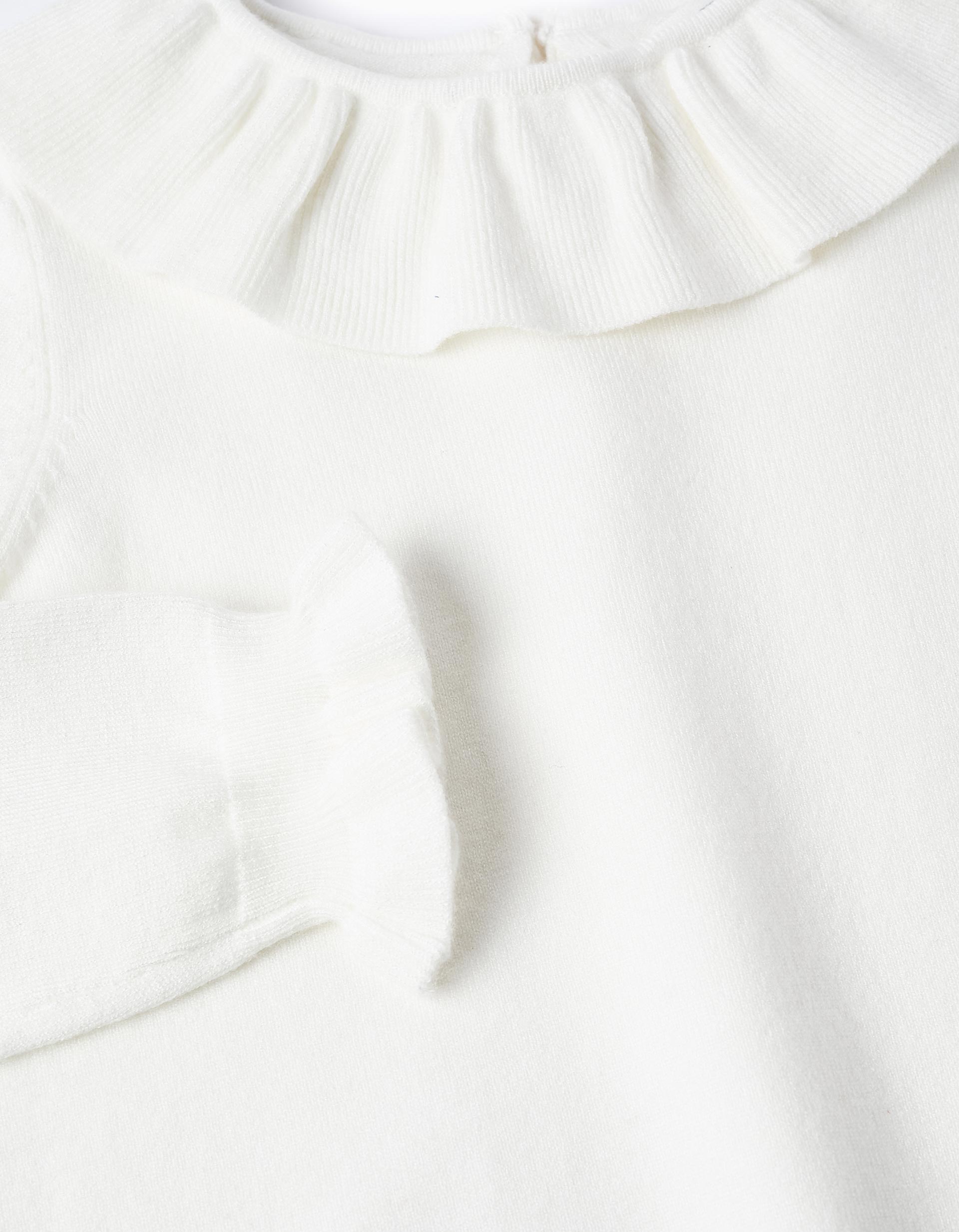 Pull en Maille avec Volants pour Fille, Blanc